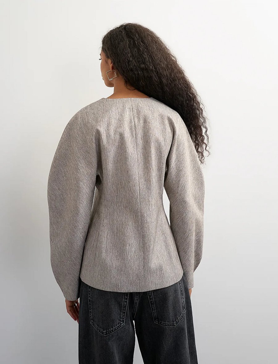 Topshop - TSTONA COLLARLESS BLAZER WVN - einreihige blazer - simply taupe - 5