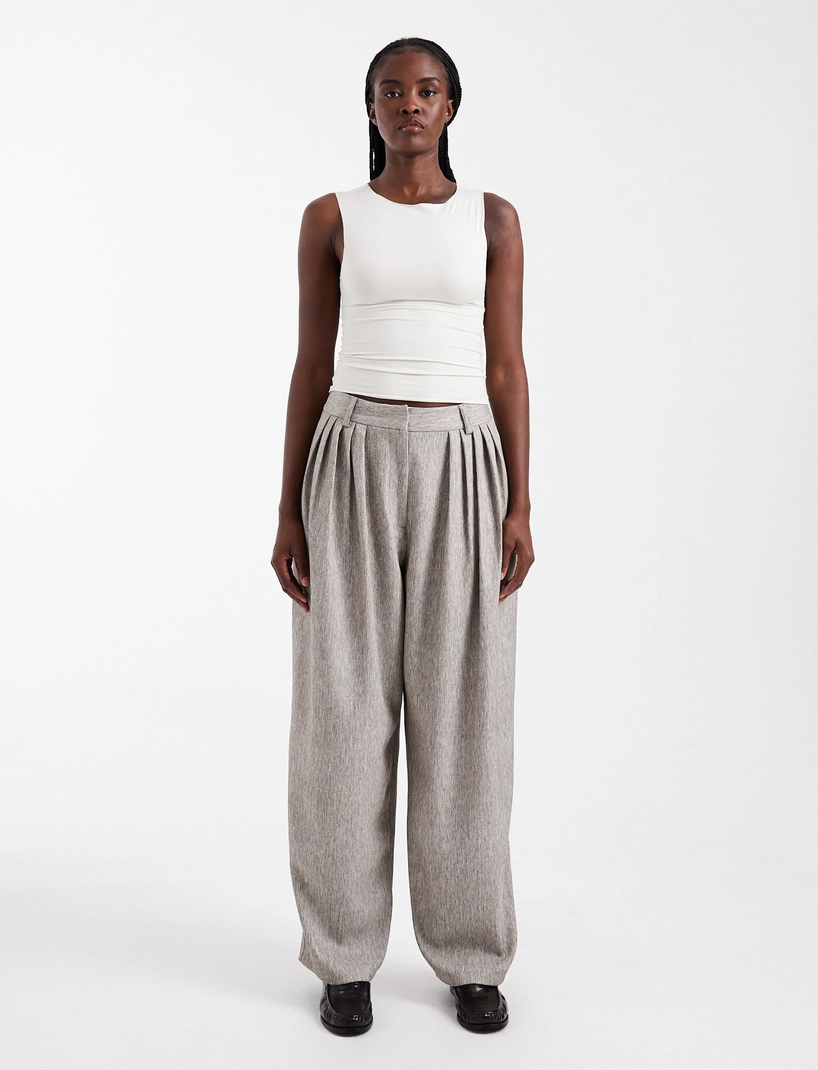 Topshop TSTONA PLEATED WIDE LEG TROUSERS WVN - Topshop - SIMPLY TAUPE / beige