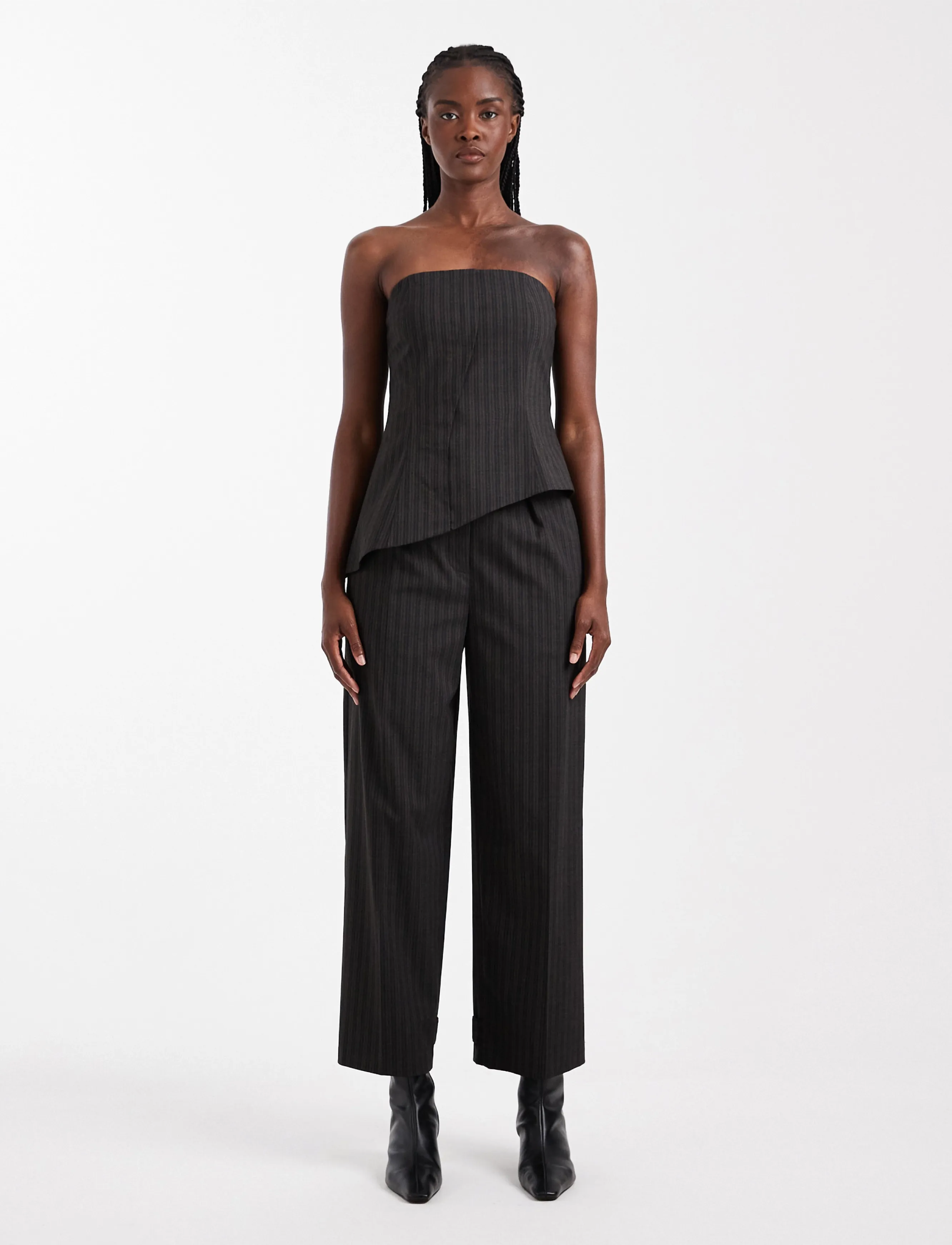 Topshop TSTASCHA PLEATED WIDE LEG TROUSERS WVN - Bukser - CHOCOLATE BROWN / brown