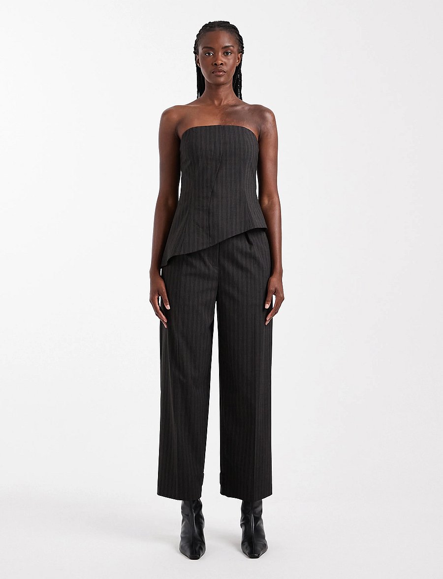 Topshop - TSTASCHA PLEATED WIDE LEG TROUSERS WVN - hosen mit weitem bein - chocolate brown - 0
