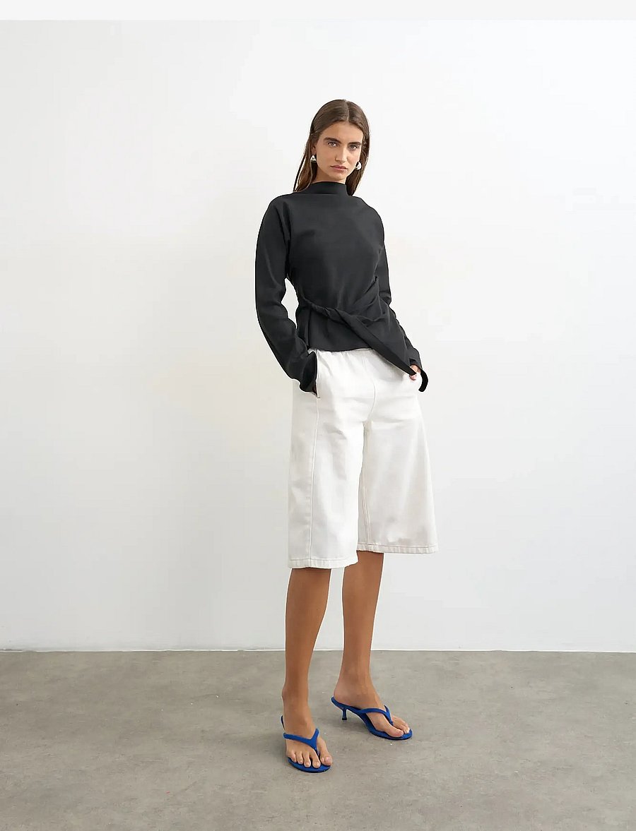Topshop - TSTIPPA BAT SLEEVE TOP WVN - black - 0