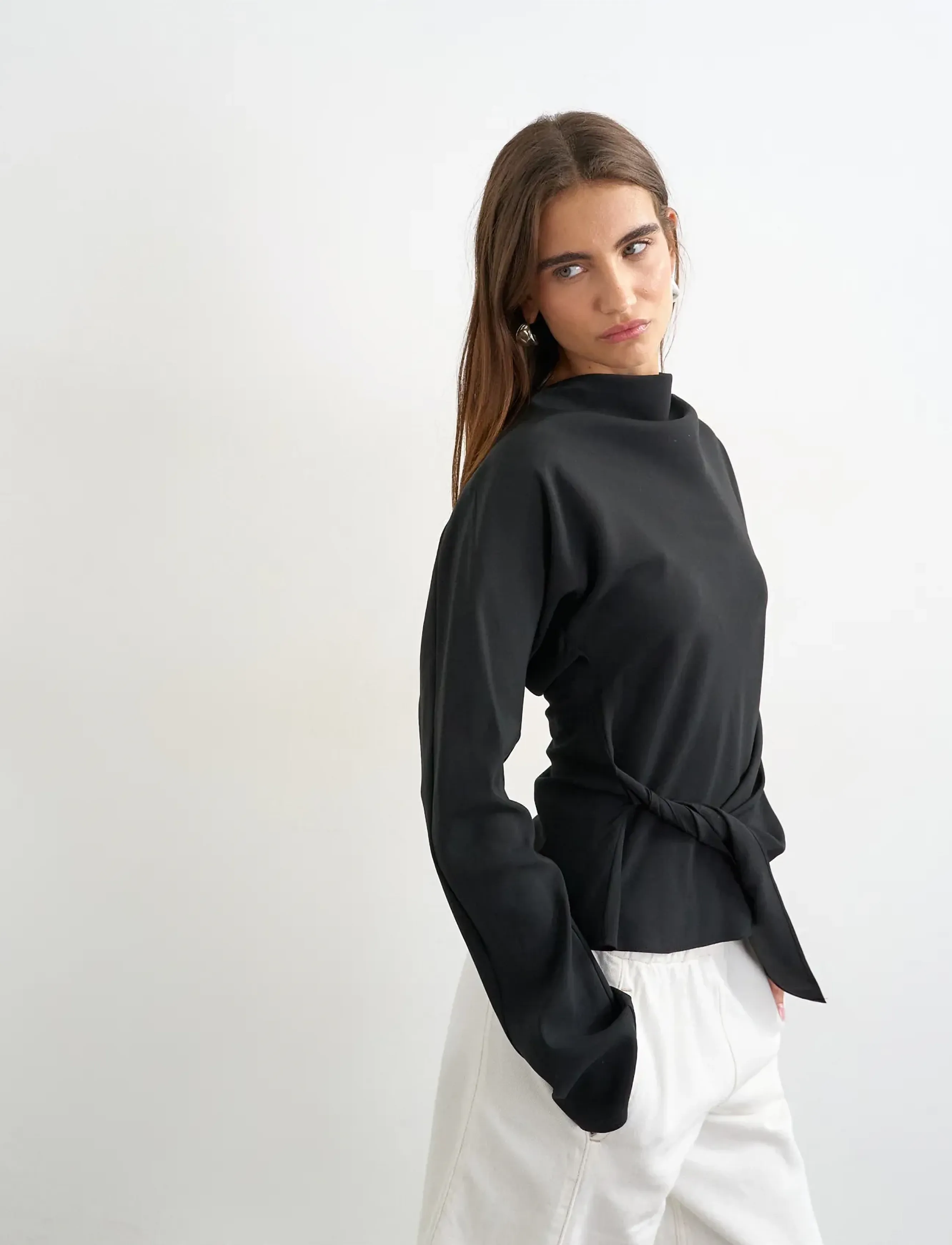 Topshop - TSTIPPA BAT SLEEVE TOP WVN - black - 4