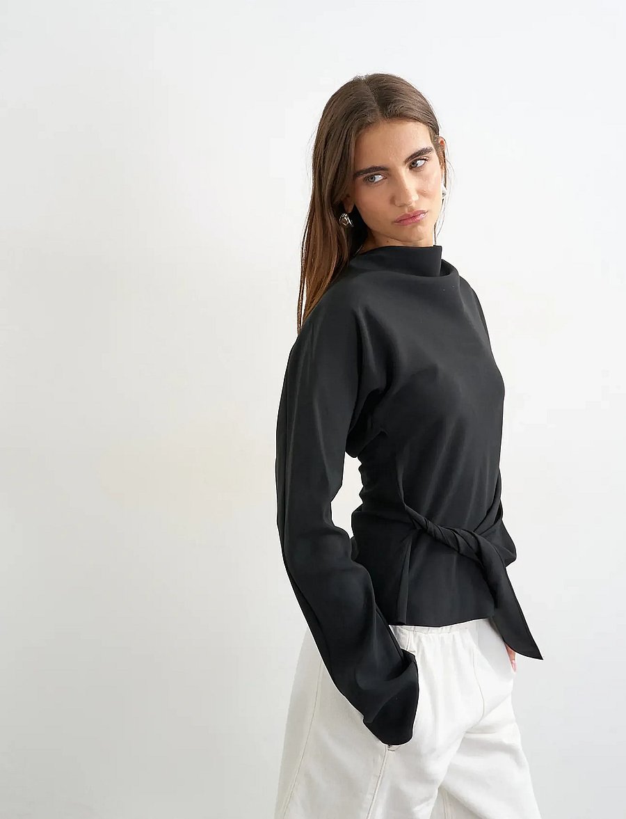 Topshop - TSTIPPA BAT SLEEVE TOP WVN - black - 4