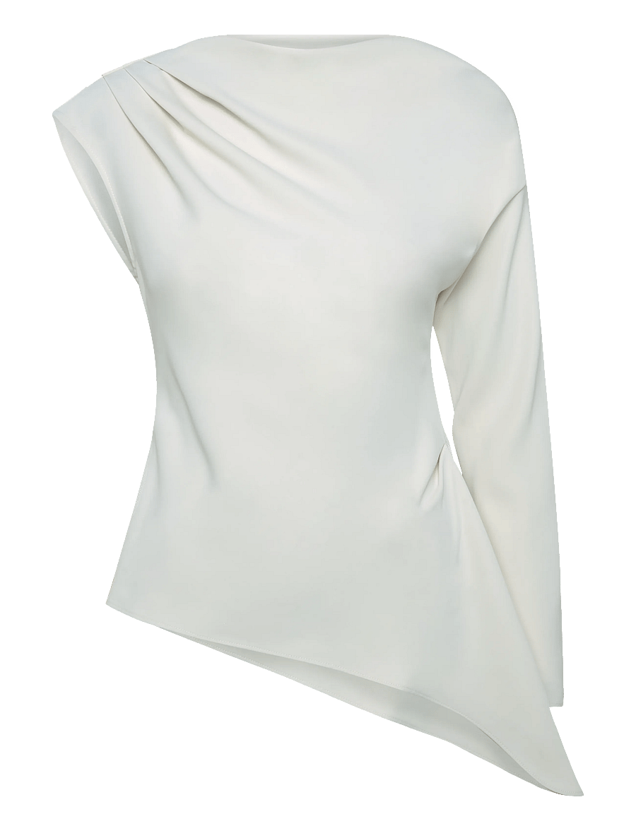 Topshop - TSTENA ONE SHOULDER LS TOP WVN - langærmede bluser - double cream - 1