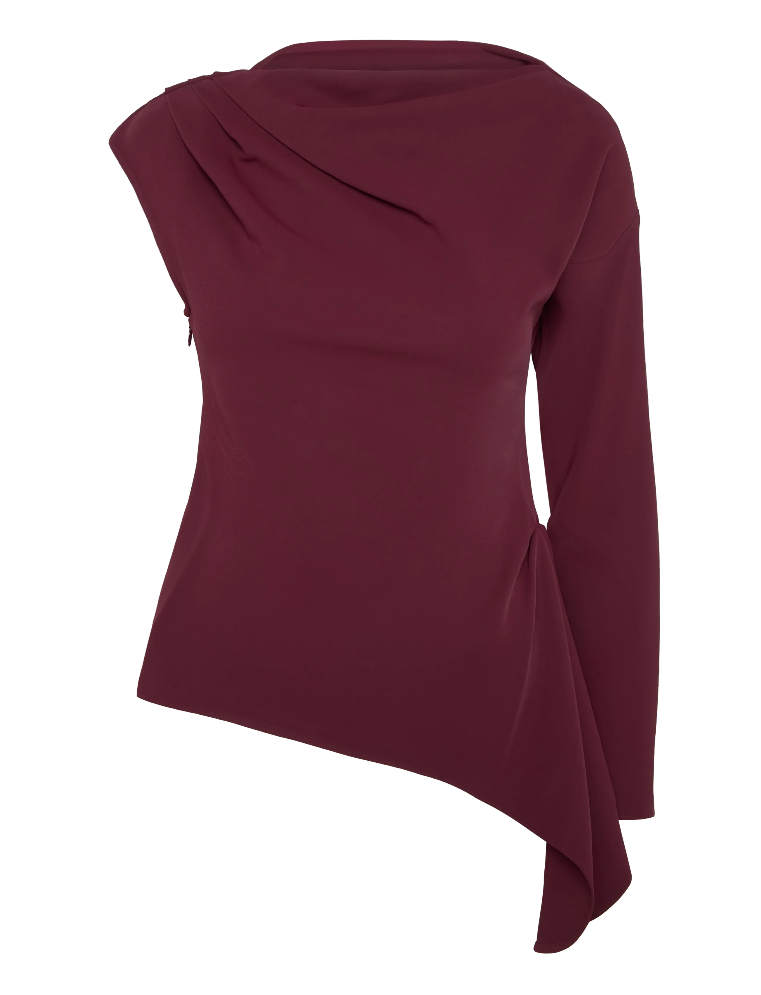 Topshop TSTENA ONE SHOULDER LS TOP WVN - Blusar & Skjortor - PORT / burgundy