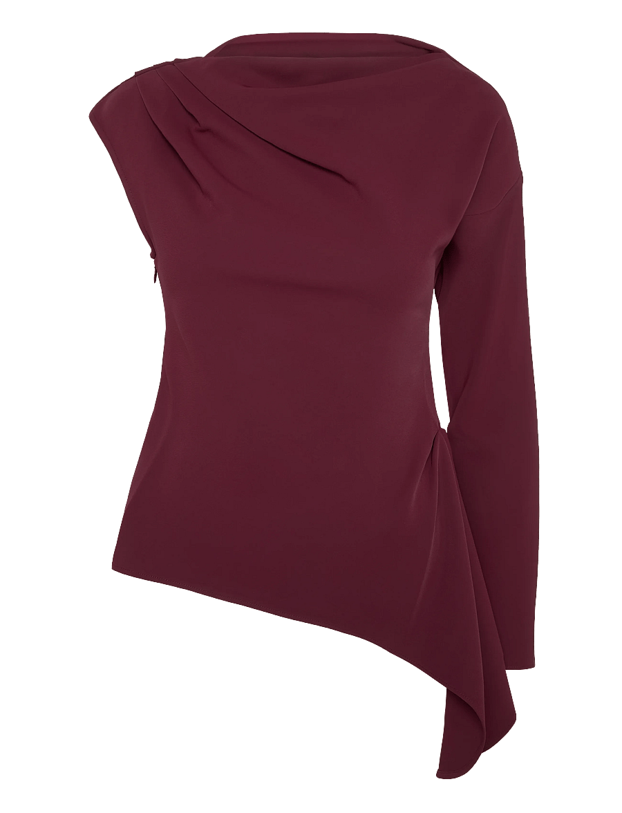 Topshop - TSTENA ONE SHOULDER LS TOP WVN - langærmede bluser - port - 1