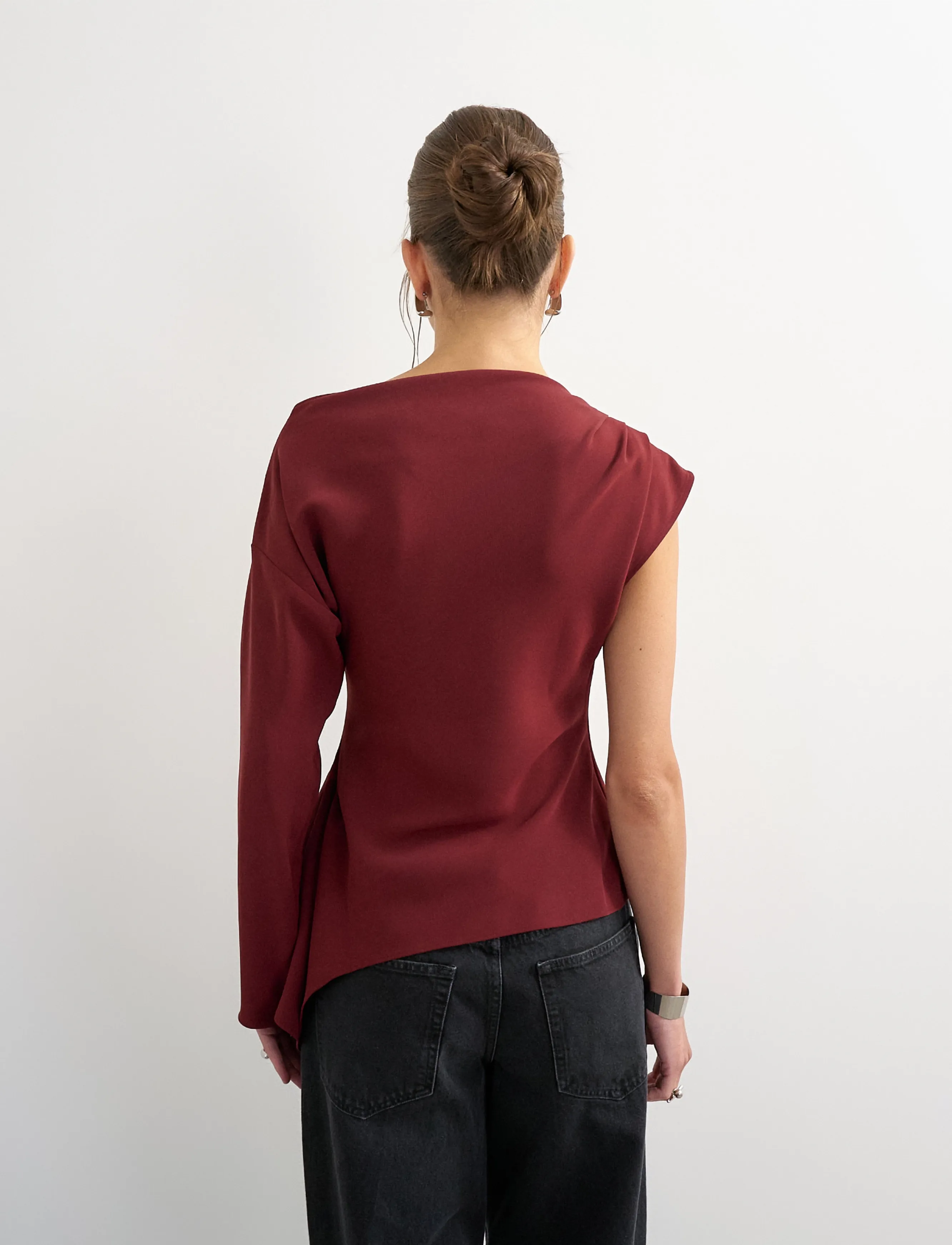 Topshop - TSTENA ONE SHOULDER LS TOP WVN - långärmade blusar - port - 3