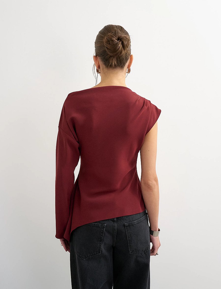 Topshop - TSTENA ONE SHOULDER LS TOP WVN - langærmede bluser - port - 3