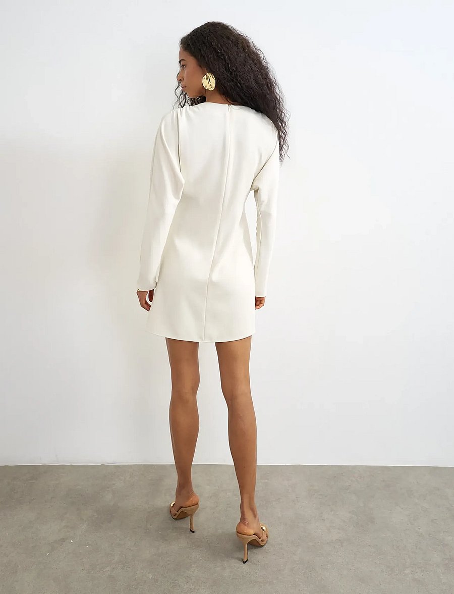 Topshop - TSTIVA LS HIGH NECK MINI DRESS WVN - cocktailkjoler - eggwhite - 3