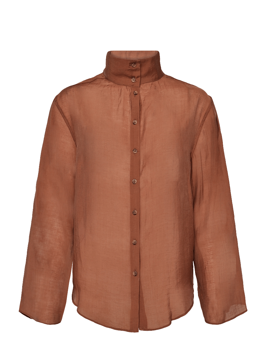 Topshop - TSESMEE LS BUTTON BACK SHIRT WVN - langärmlige hemden - rust - 1