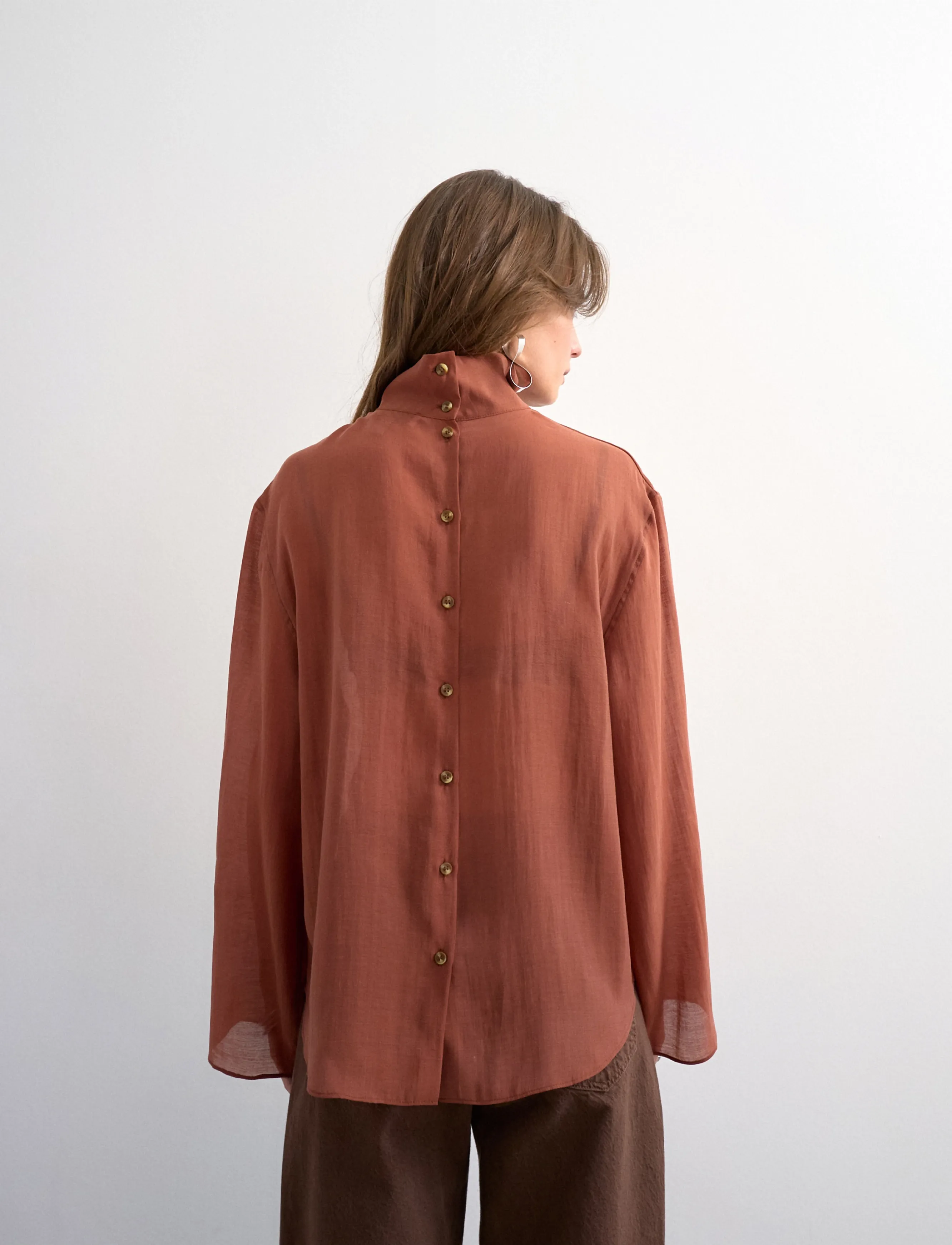 Topshop - TSESMEE LS BUTTON BACK SHIRT WVN - langärmlige hemden - rust - 3