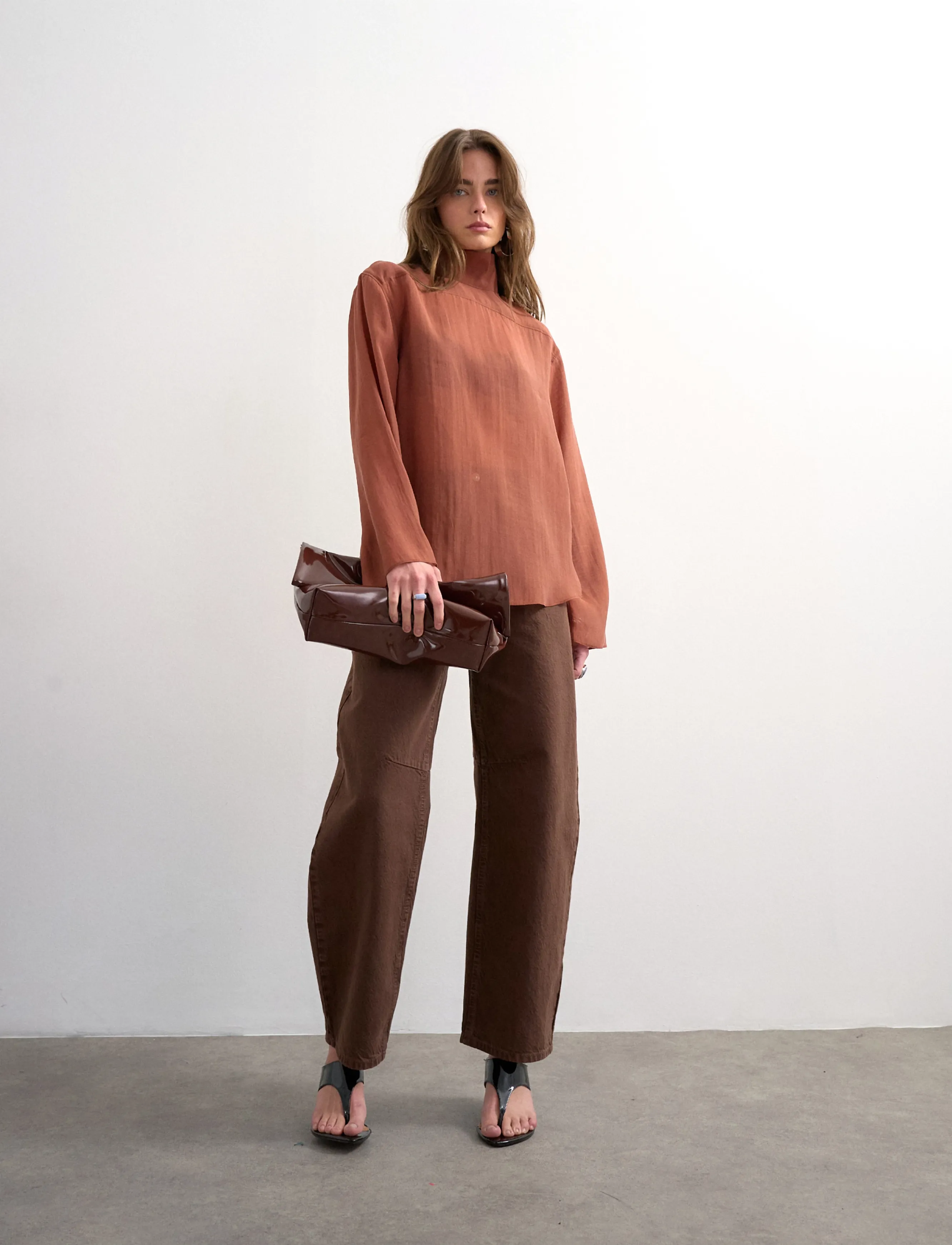 Topshop - TSESMEE LS BUTTON BACK SHIRT WVN - langärmlige hemden - rust - 4