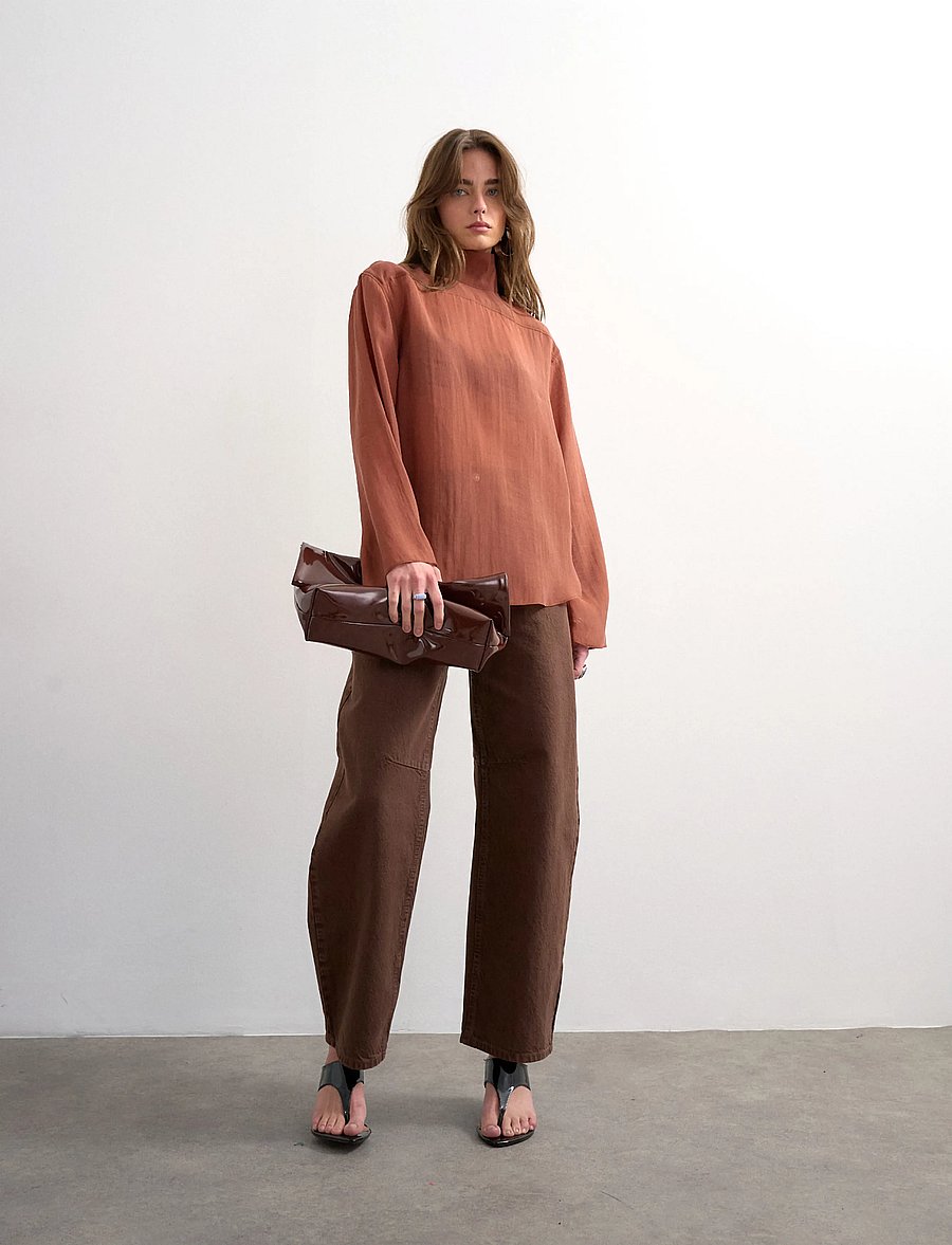 Topshop - TSESMEE LS BUTTON BACK SHIRT WVN - langärmlige hemden - rust - 4