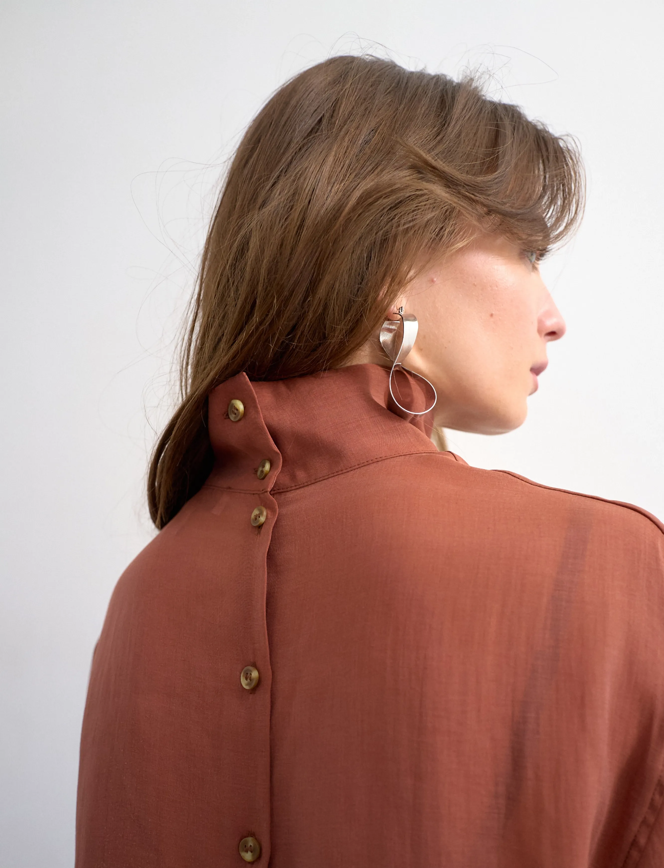 Topshop - TSESMEE LS BUTTON BACK SHIRT WVN - langärmlige hemden - rust - 5