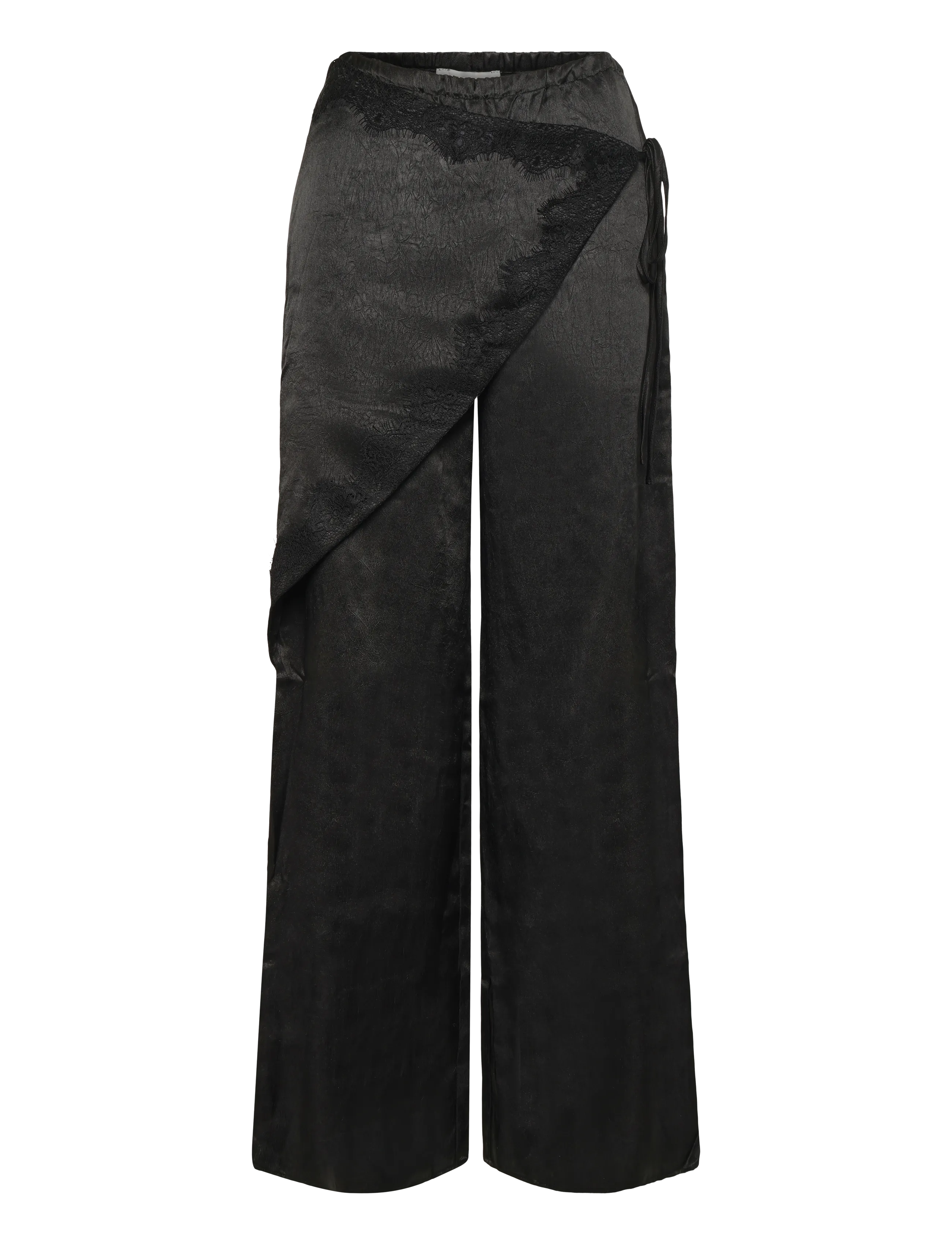 Topshop - TSELIN SATIN LACE WIDE TROUSERS WVN - black - 1