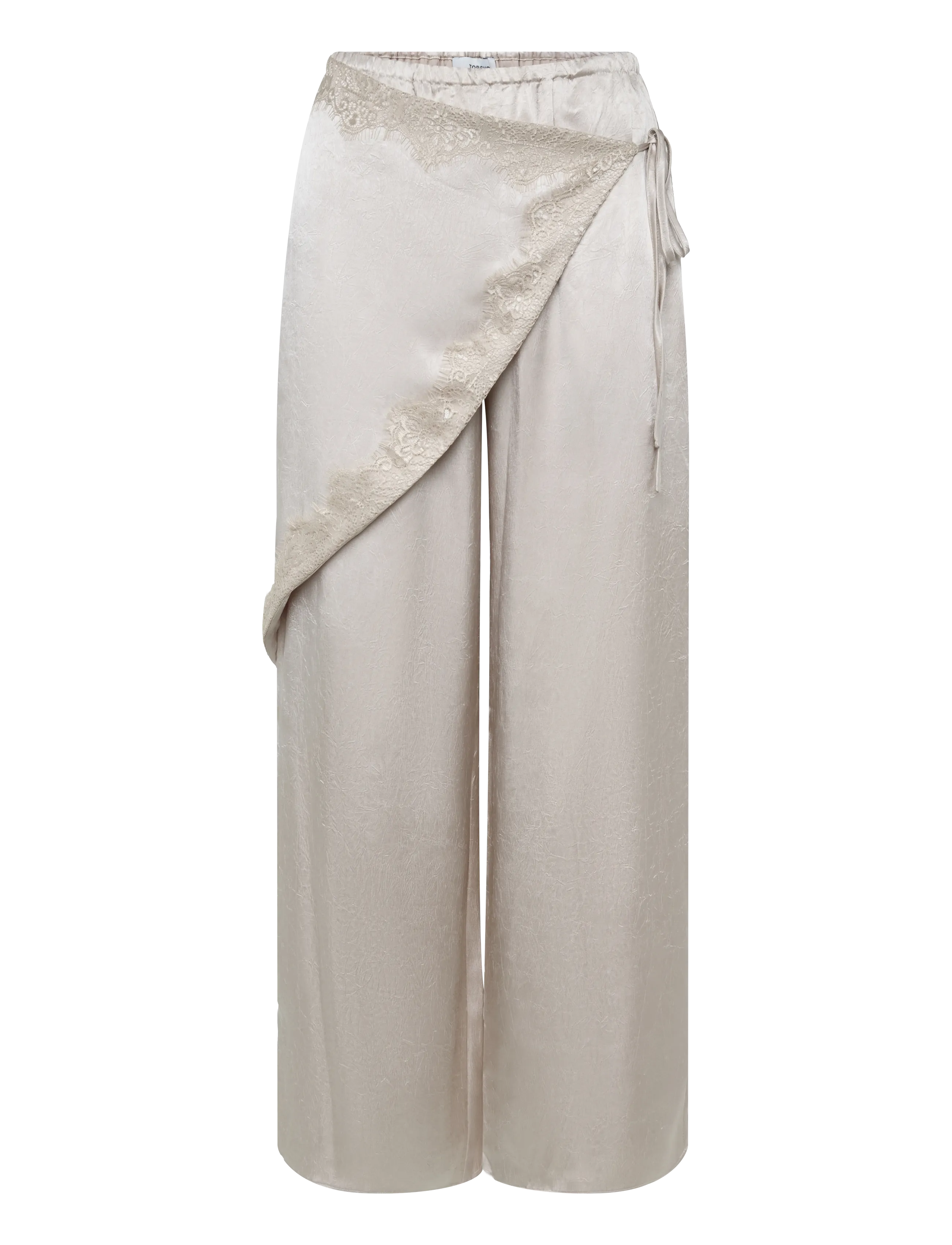Topshop - TSELIN SATIN LACE WIDE TROUSERS WVN - hosen mit weitem bein - oyster white - 1