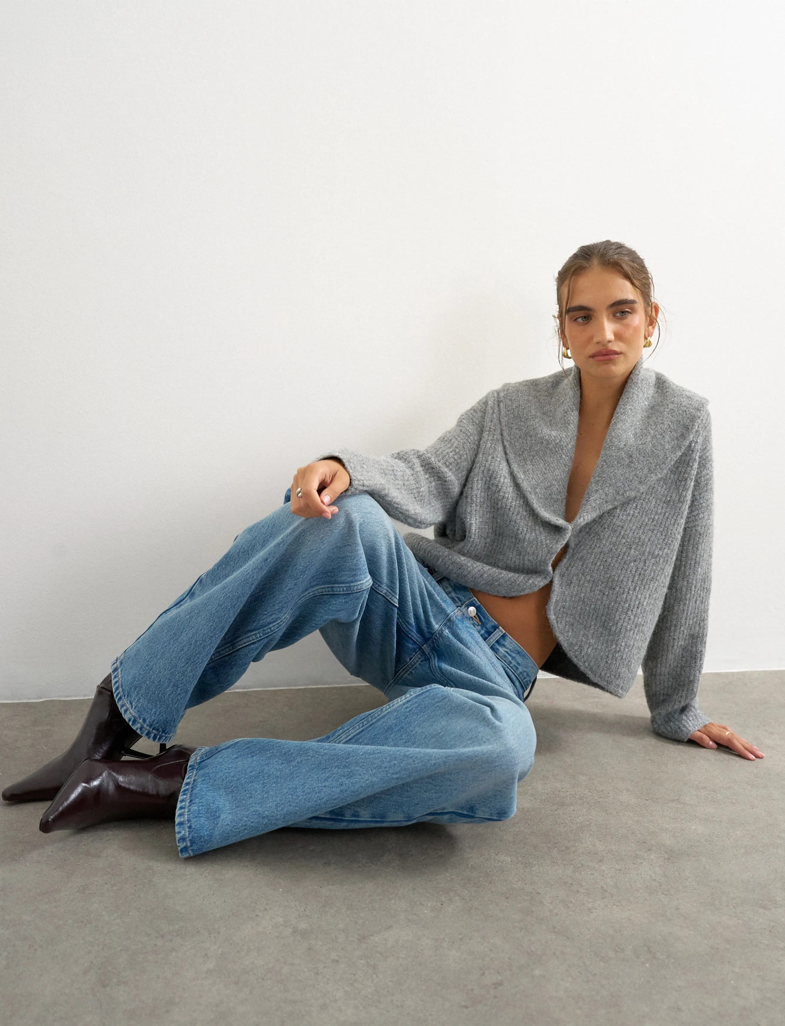 Topshop TSFIE KNITTED CARDIGAN KNT - Fødselsdag - SMOKE / grey