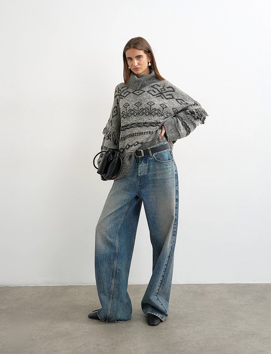 Topshop - TSFENYA KNITTED OVERSIZED JUMPER KNT - rollkragenpullover - grey - 0