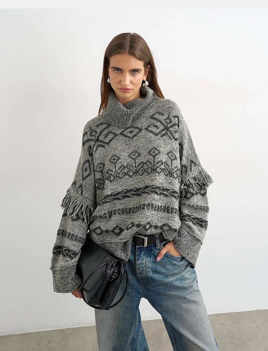 Topshop - TSFENYA KNITTED OVERSIZED JUMPER KNT - rollkragenpullover - grey - 5