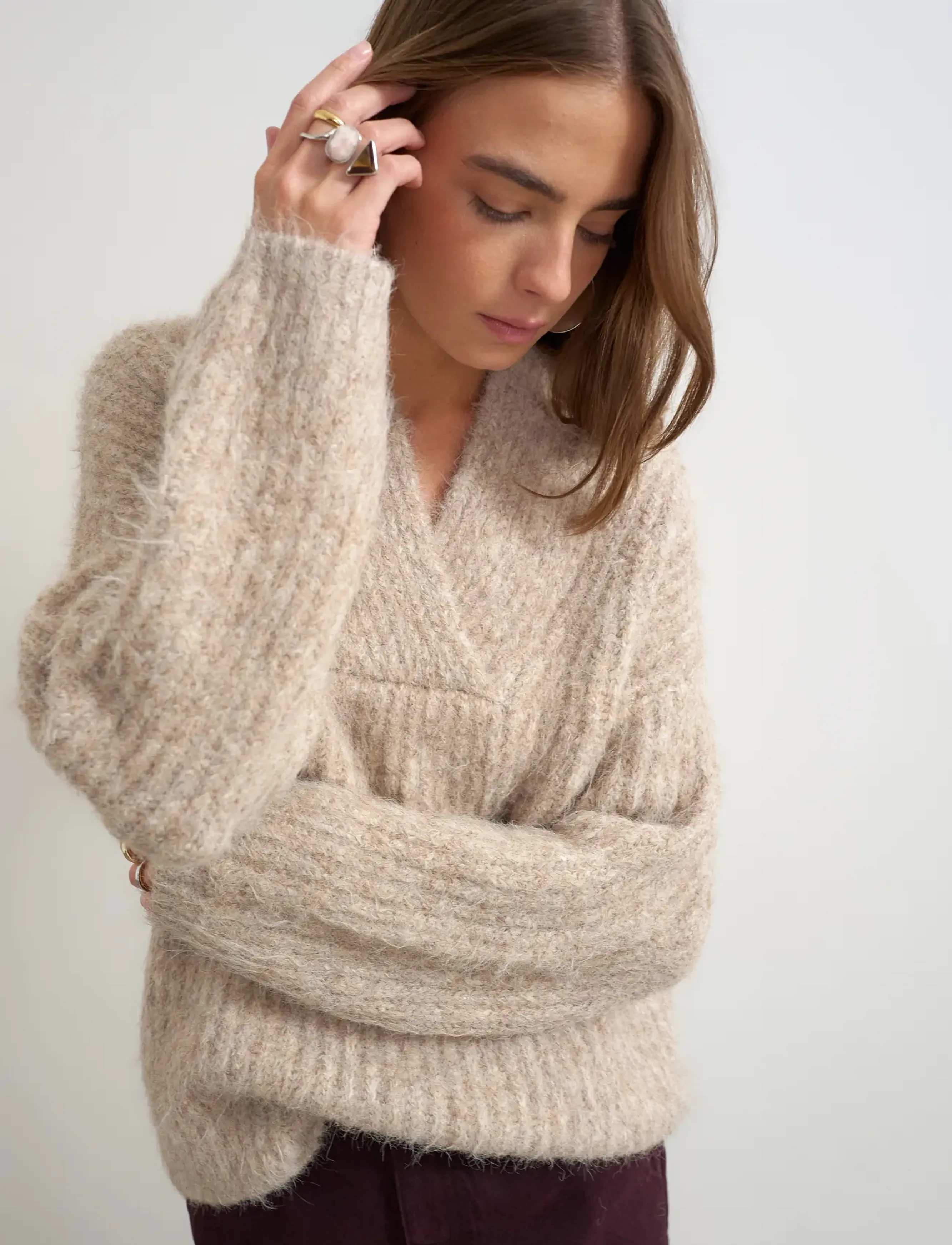 Topshop - TSFREDDI KNITTED CHUNKY JUMPER KNT - striktrøjer - oatmeal - 4