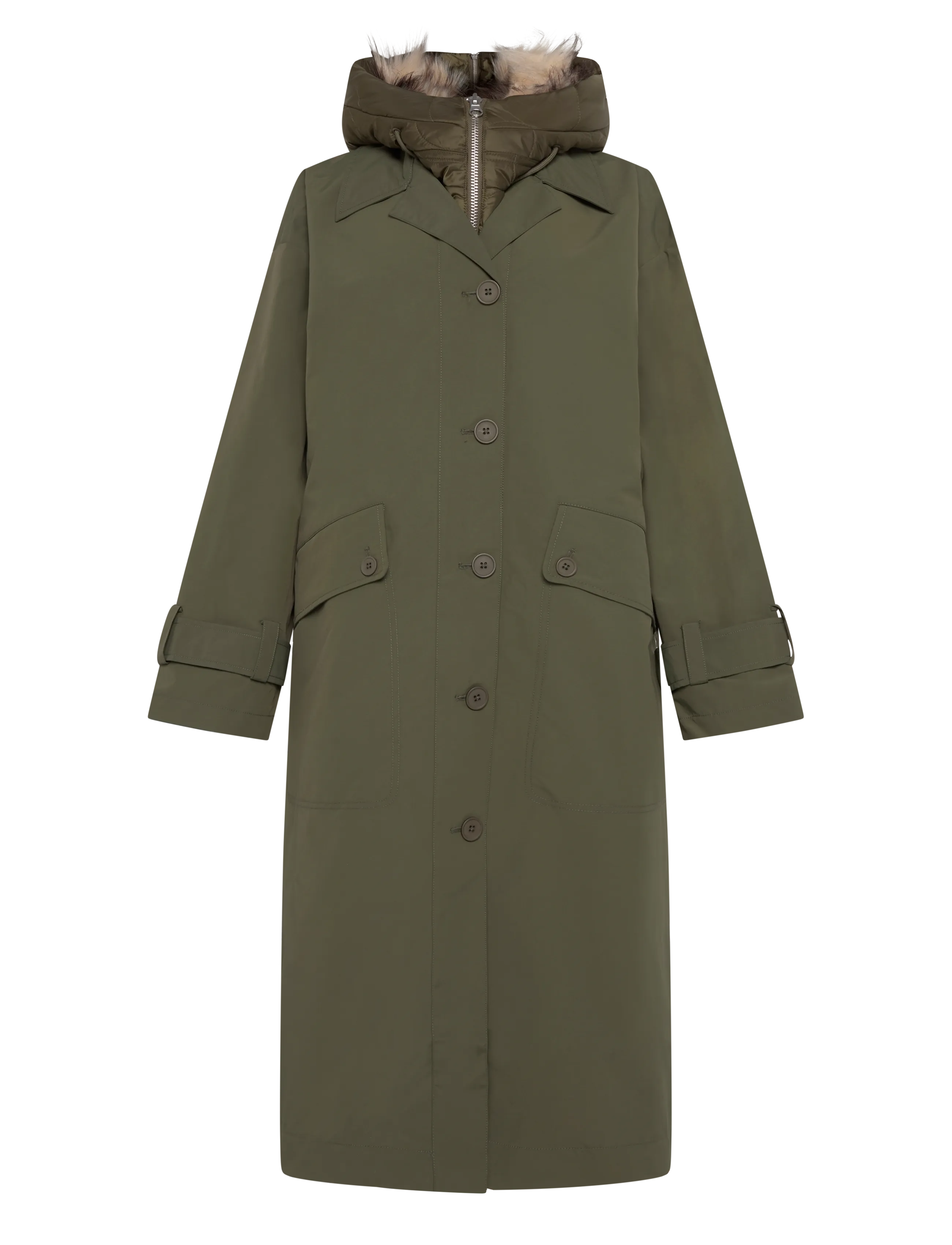 Topshop - TSHAILEY LONGLINE PARKA OTW - winter jackets - khaki - 1