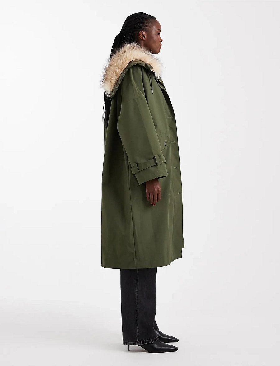Topshop - TSHAILEY LONGLINE PARKA OTW - winter jackets - khaki - 4