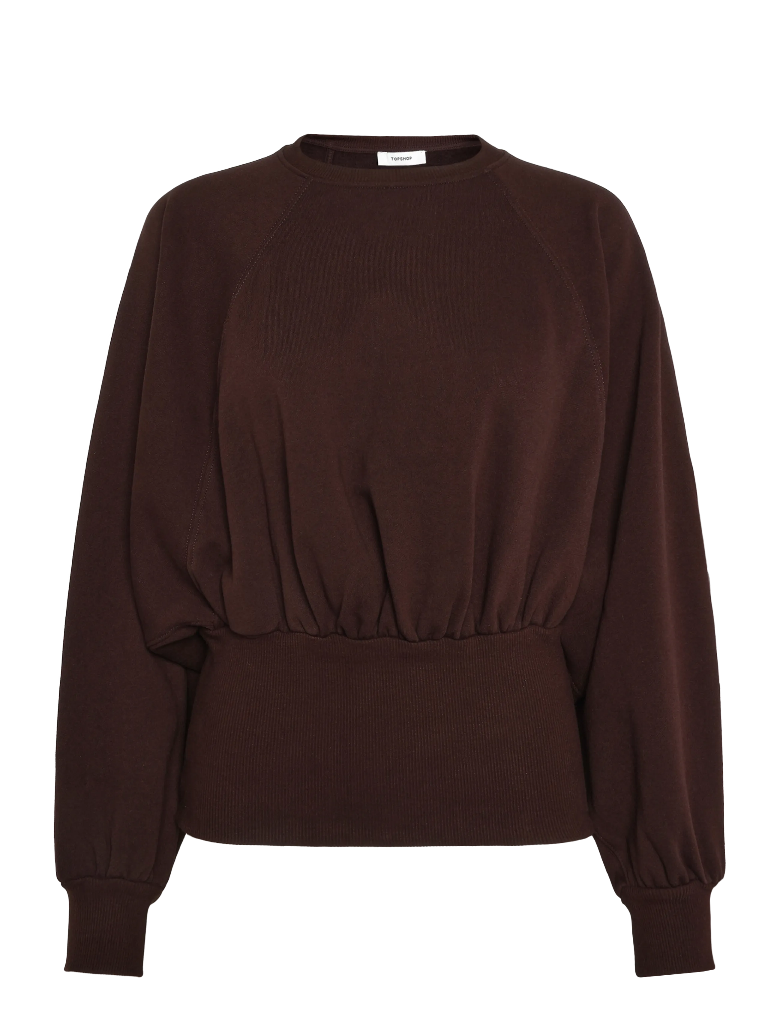 Topshop TSREGA CINCH WAIST RUCHED SWEAT JRS - Riided - CHOCOLATE BROWN / brown