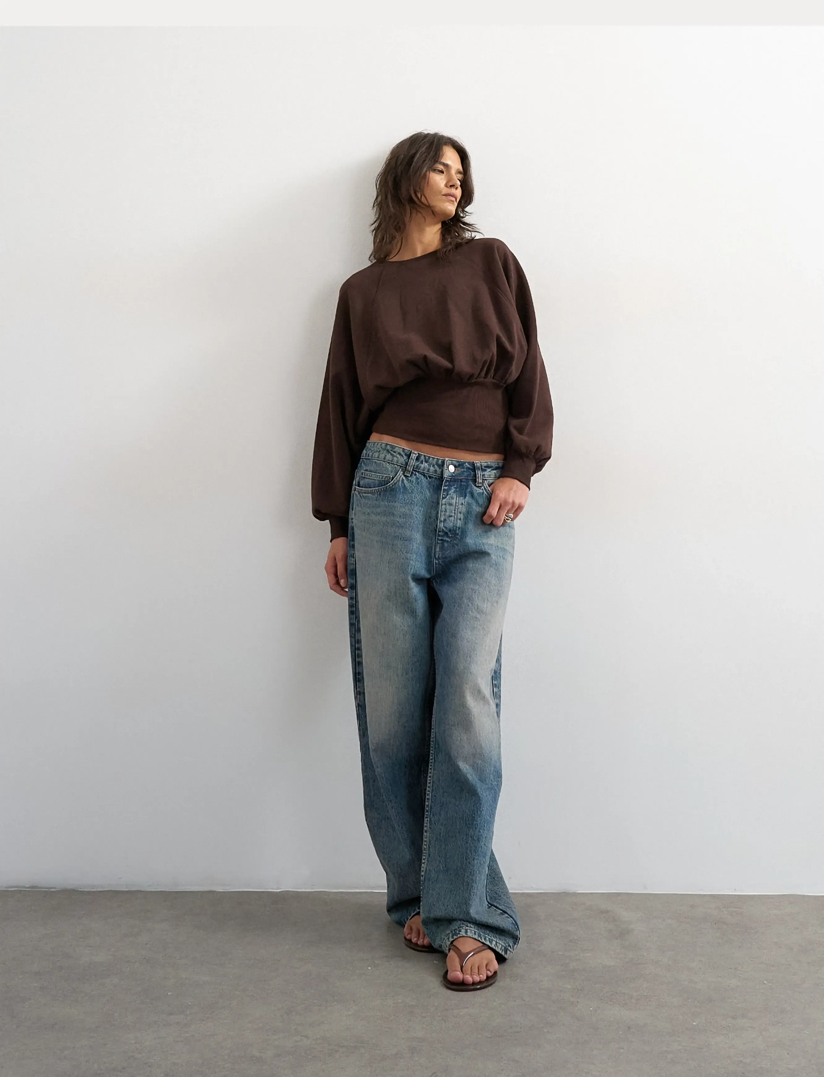 Topshop - TSREGA CINCH WAIST RUCHED SWEAT JRS - igapäevane stiil - chocolate brown - 0