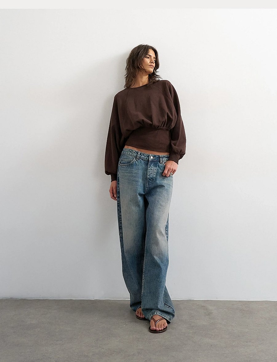 Topshop - TSREGA CINCH WAIST RUCHED SWEAT JRS - igapäevane stiil - chocolate brown - 0