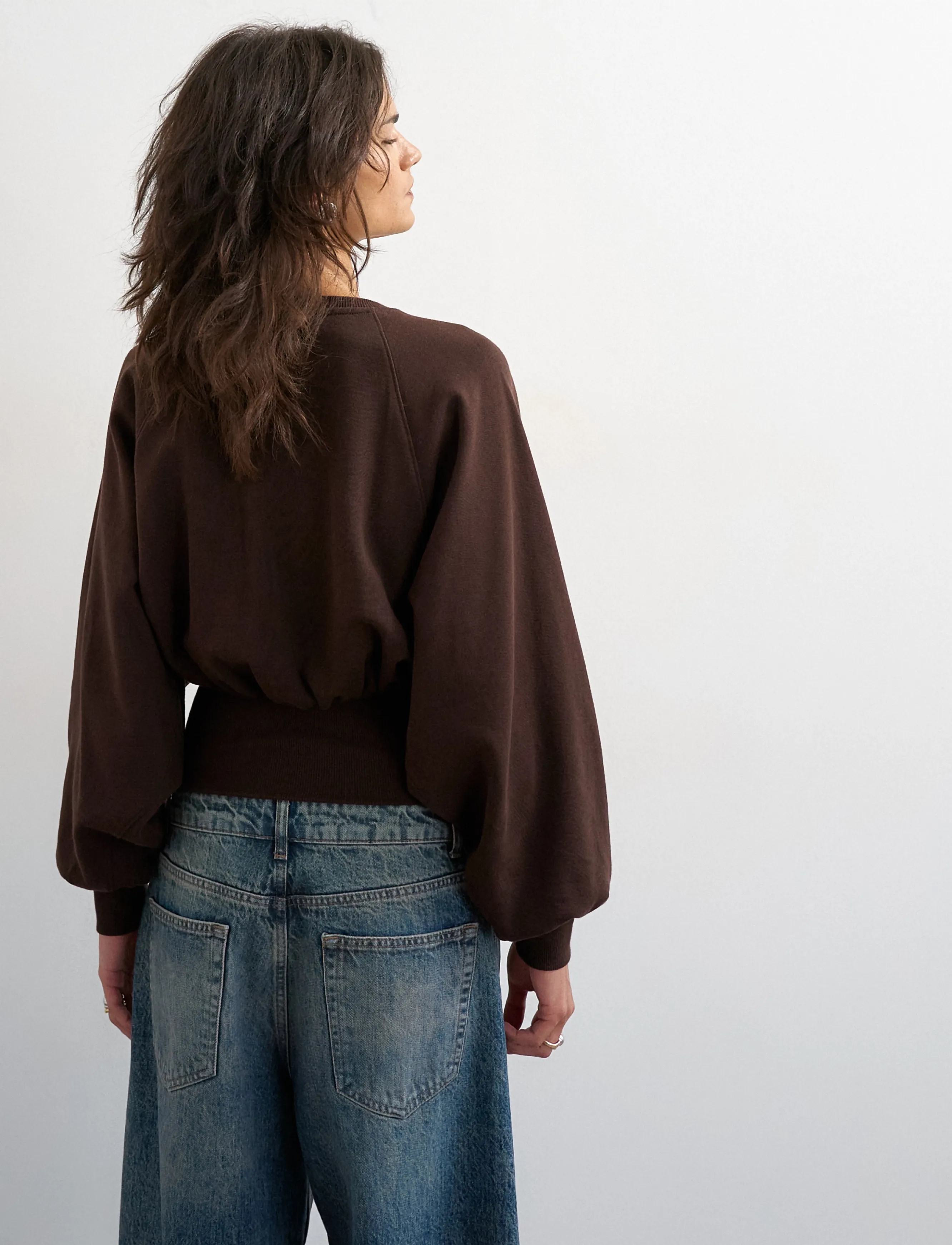 Topshop - TSREGA CINCH WAIST RUCHED SWEAT JRS - igapäevane stiil - chocolate brown - 3