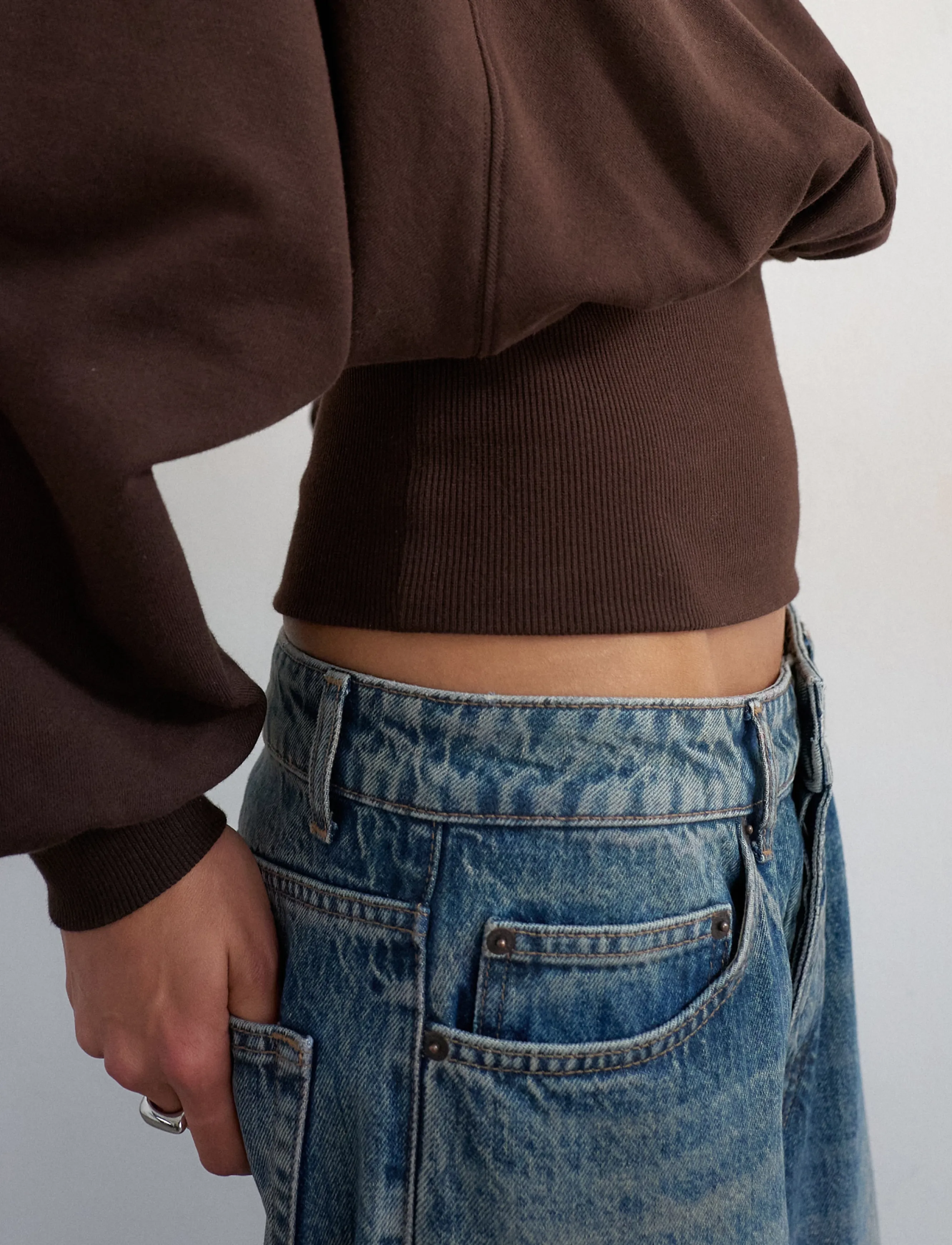 Topshop - TSREGA CINCH WAIST RUCHED SWEAT JRS - igapäevane stiil - chocolate brown - 4