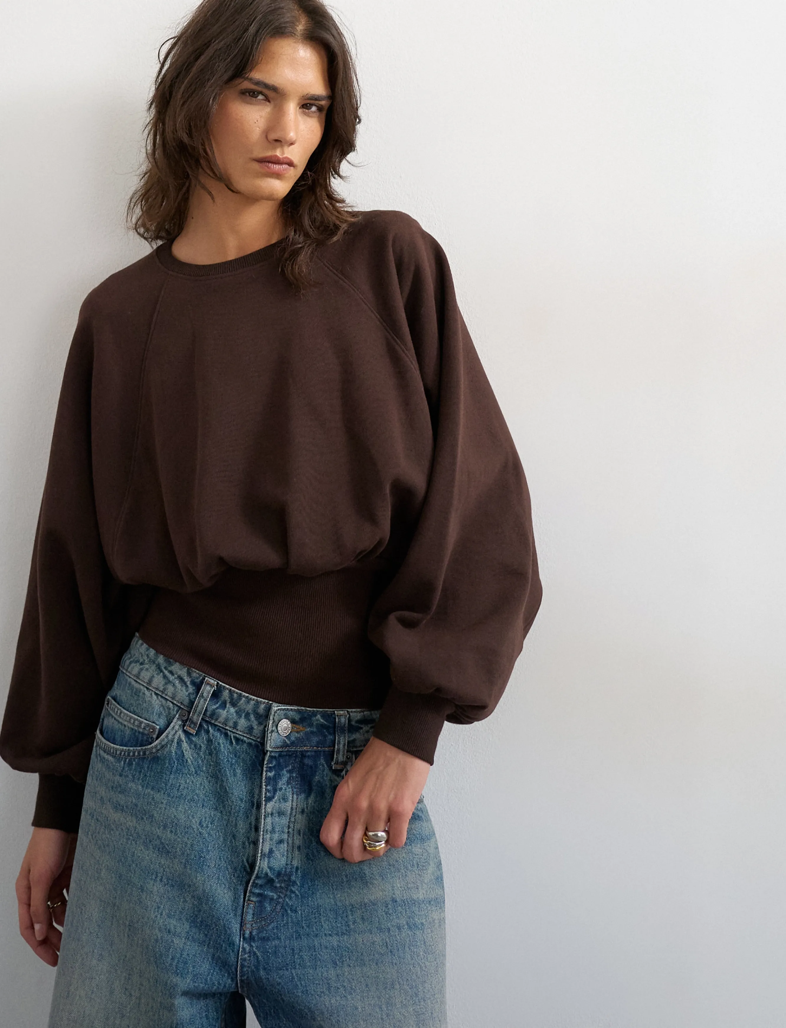Topshop - TSREGA CINCH WAIST RUCHED SWEAT JRS - igapäevane stiil - chocolate brown - 5