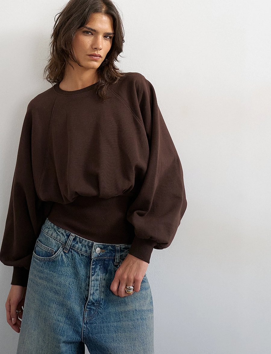 Topshop - TSREGA CINCH WAIST RUCHED SWEAT JRS - igapäevane stiil - chocolate brown - 5