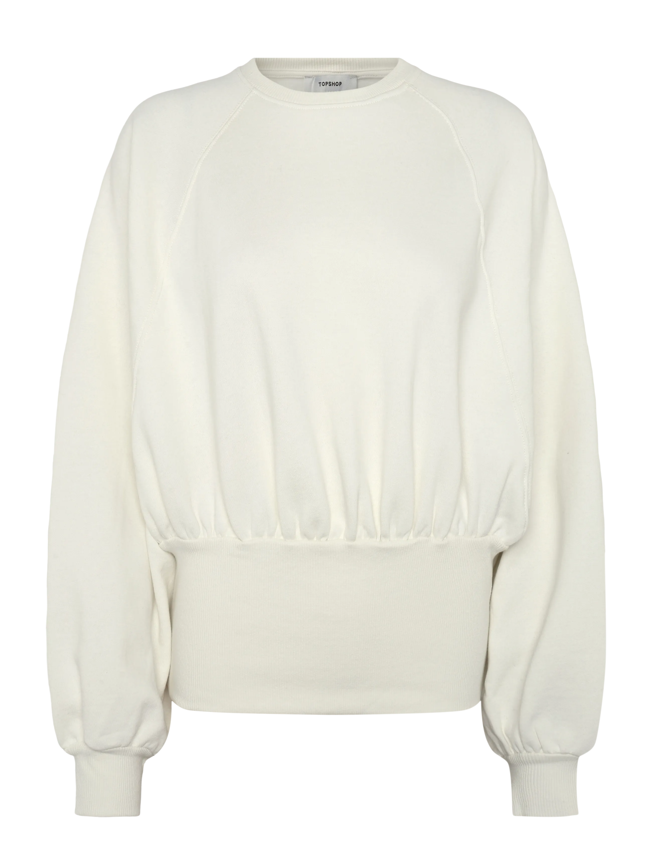 Topshop TSREGA CINCH WAIST RUCHED SWEAT JRS - Sweatshirts - ECRU / cream