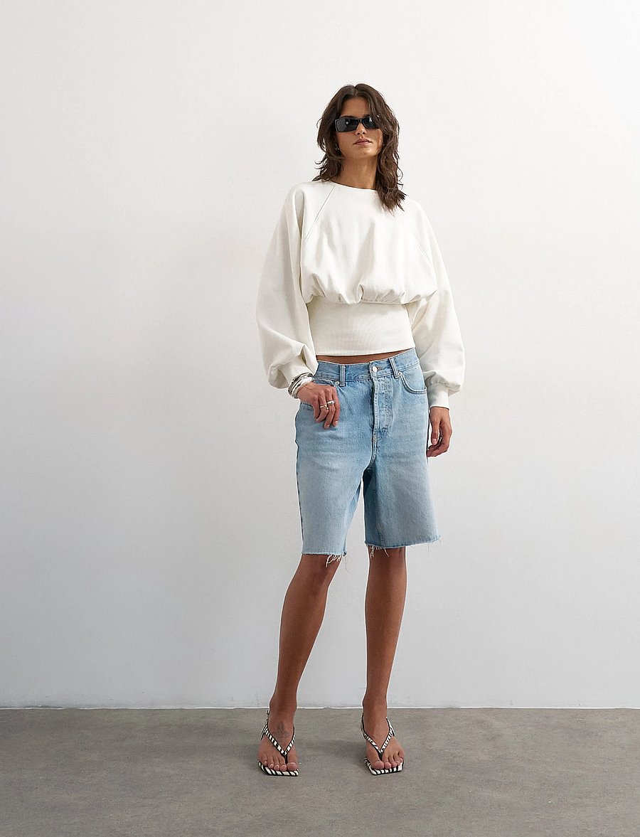Topshop - TSREGA CINCH WAIST RUCHED SWEAT JRS - igapäevane stiil - ecru - 0