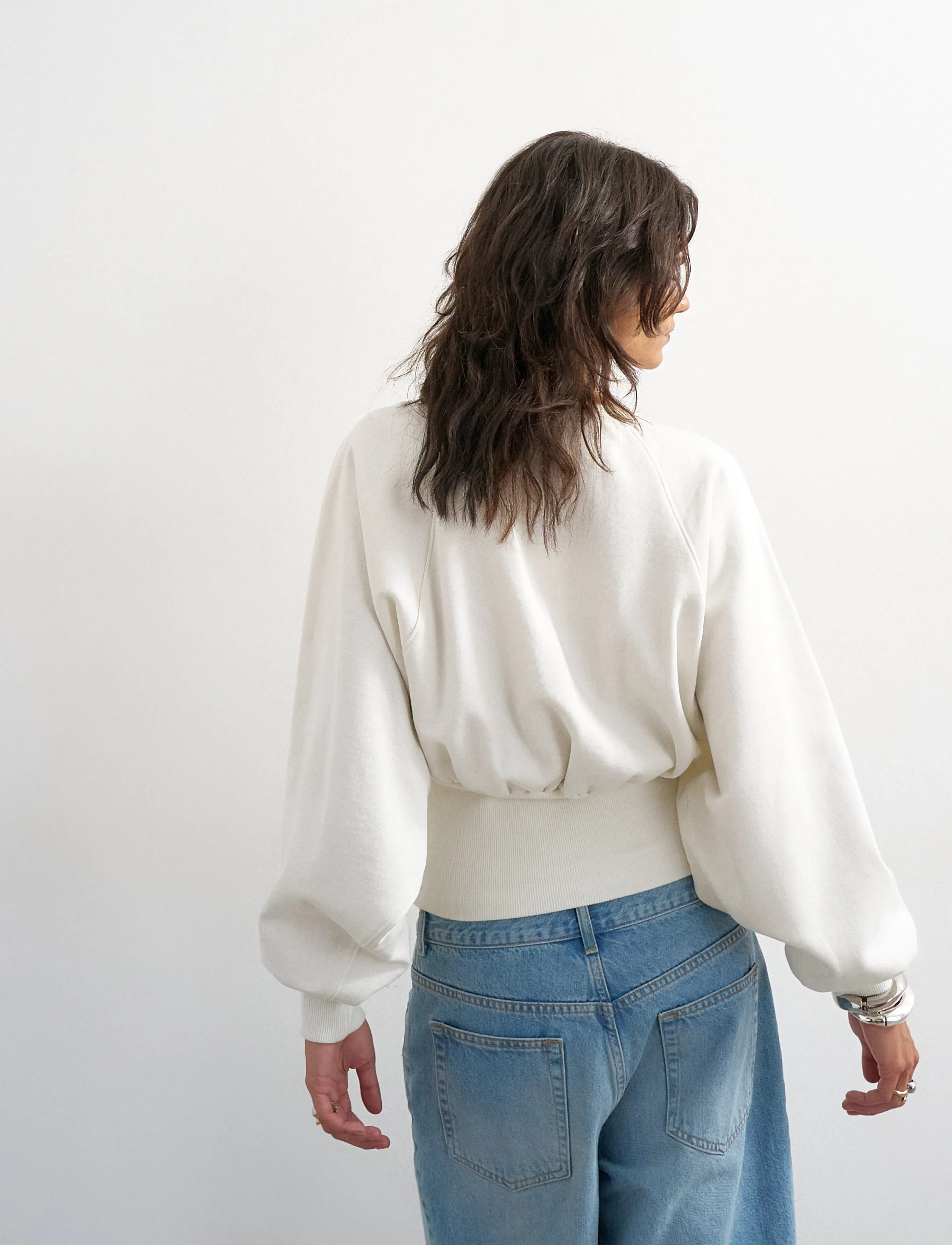 Topshop - TSREGA CINCH WAIST RUCHED SWEAT JRS - everyday style - ecru - 3
