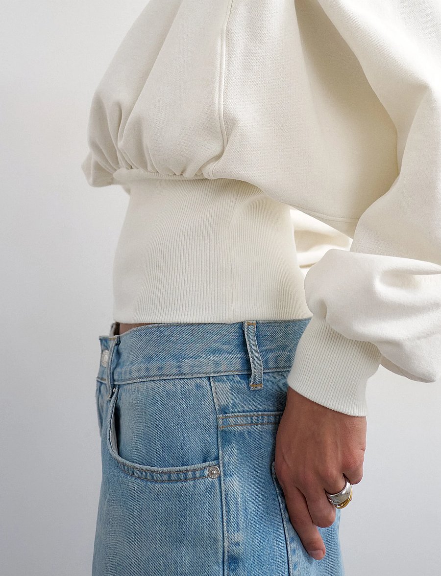 Topshop - TSREGA CINCH WAIST RUCHED SWEAT JRS - igapäevane stiil - ecru - 4