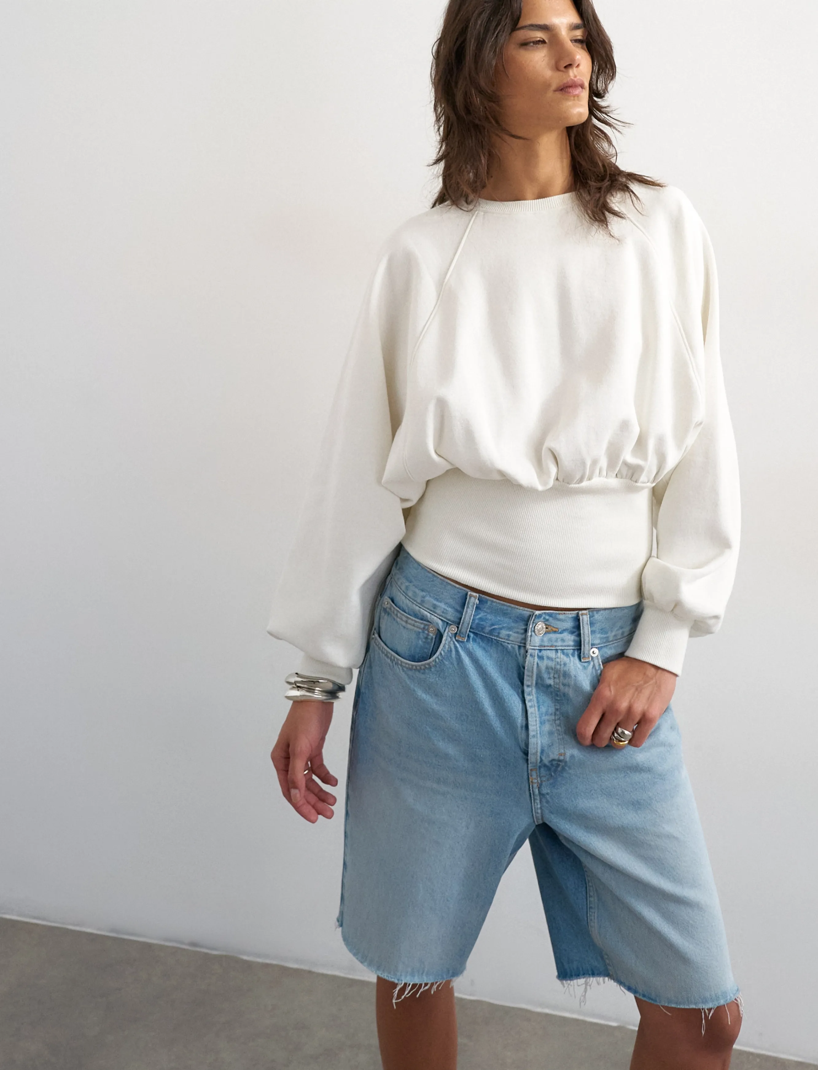 Topshop - TSREGA CINCH WAIST RUCHED SWEAT JRS - everyday style - ecru - 5