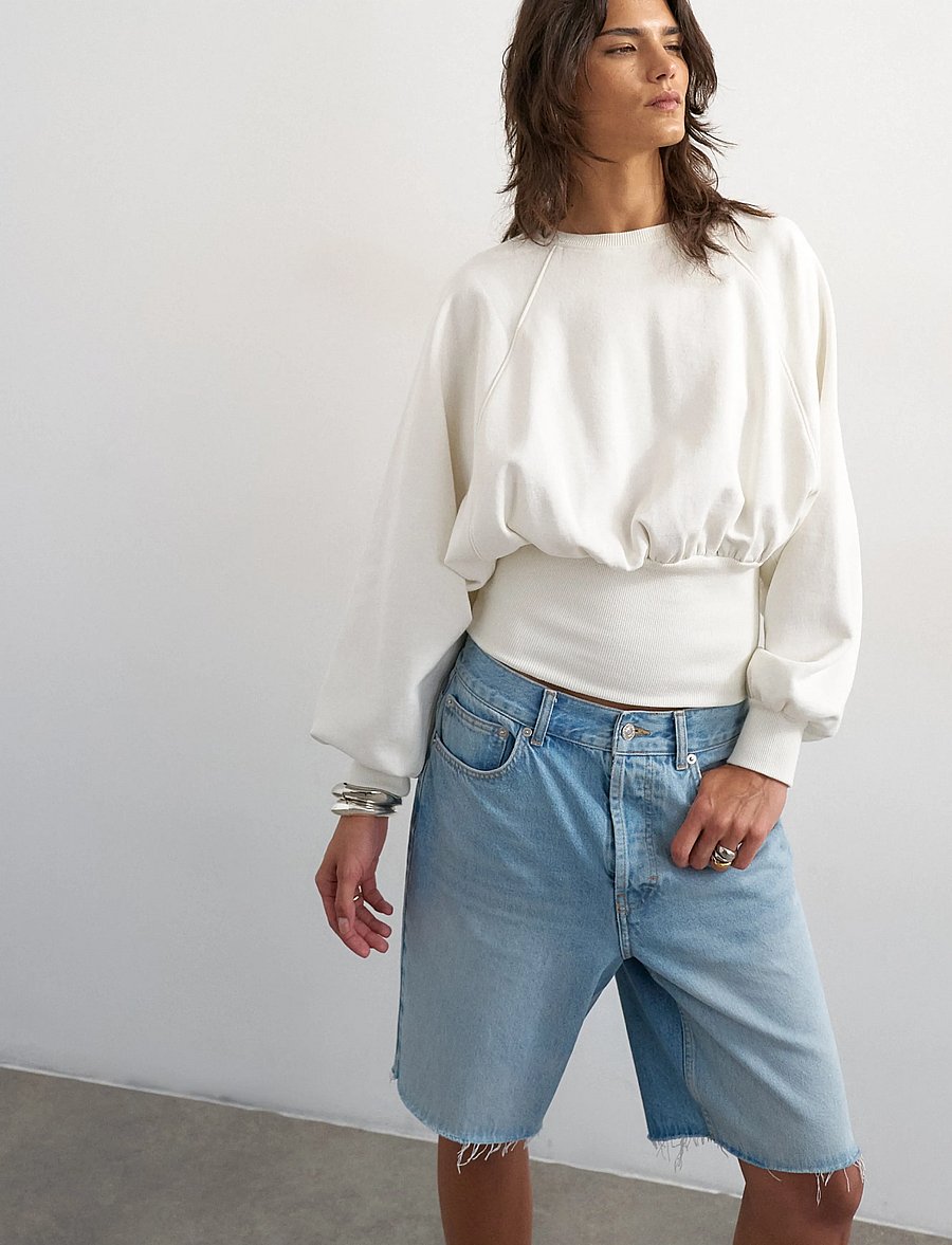 Topshop - TSREGA CINCH WAIST RUCHED SWEAT JRS - igapäevane stiil - ecru - 5