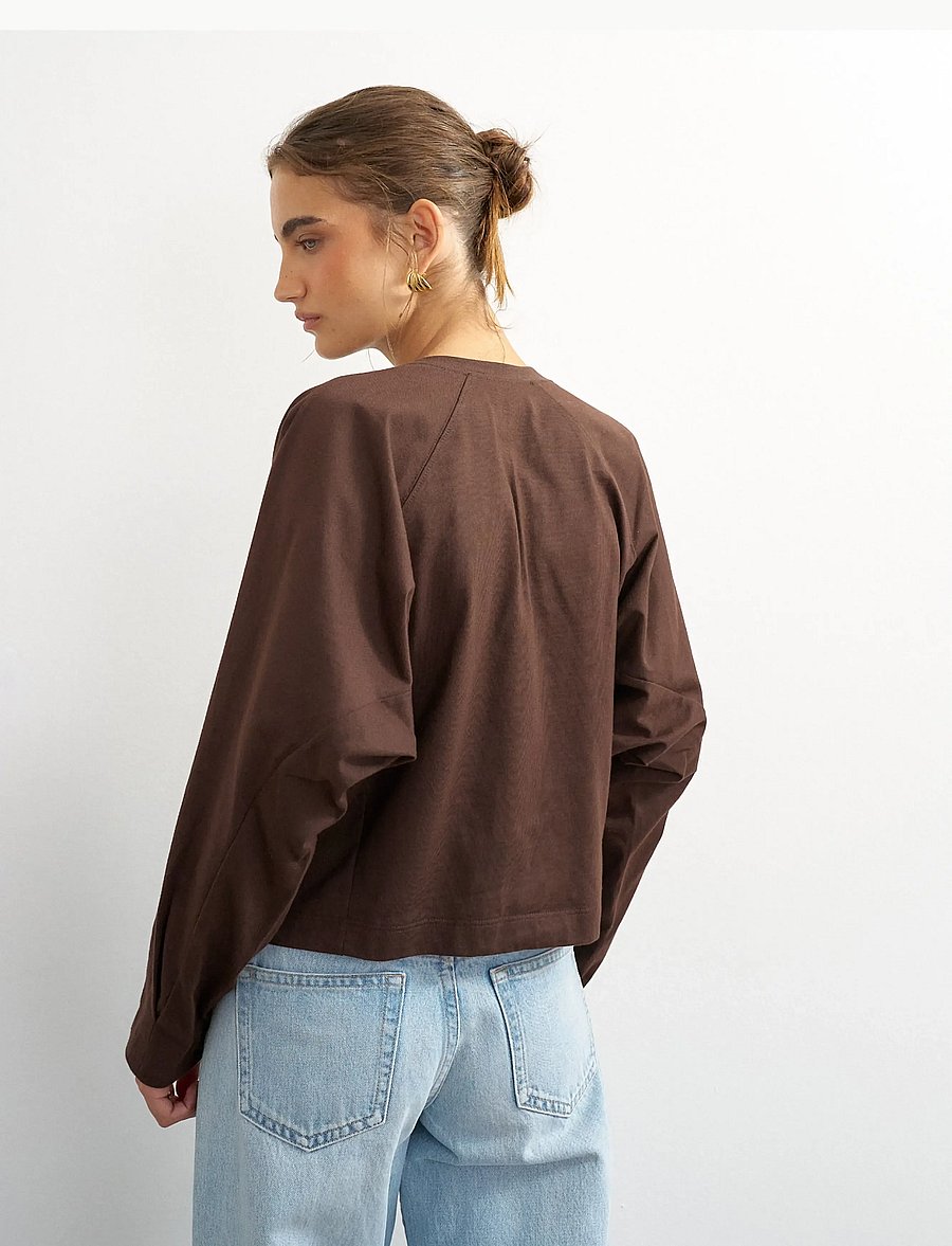 Topshop - TSROSA REGLAN CINCH CUFF TIE JRS - langærmede toppe - chocolate brown - 3
