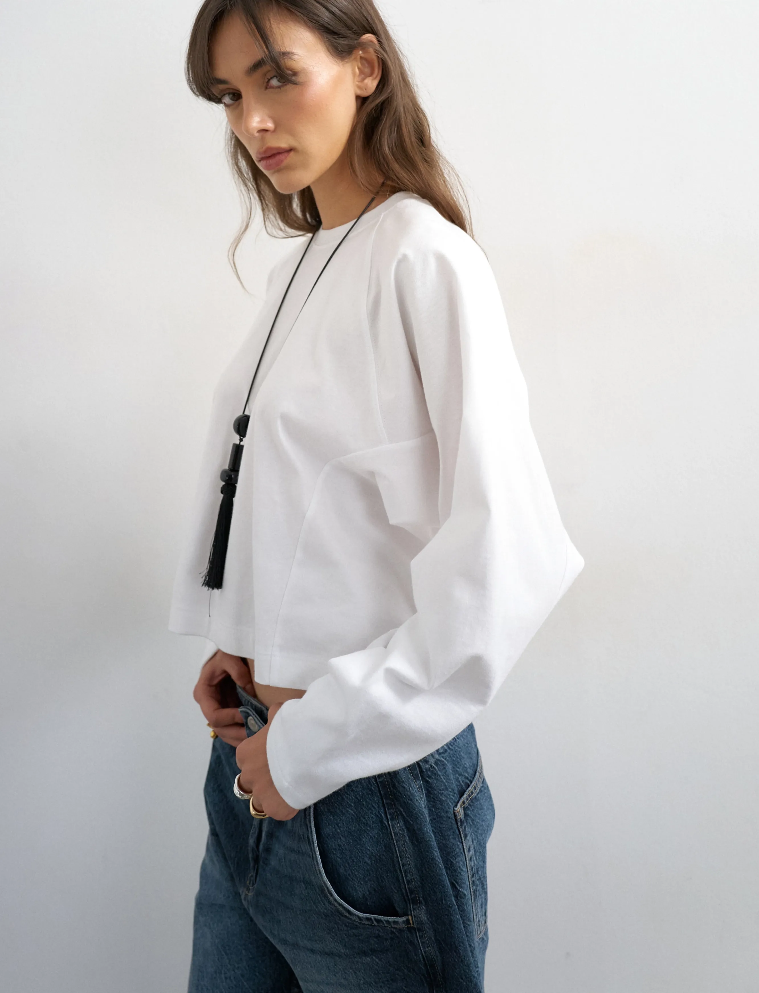 Topshop - TSROSA REGLAN CINCH CUFF TIE JRS - långärmade toppar - ivory cream - 4