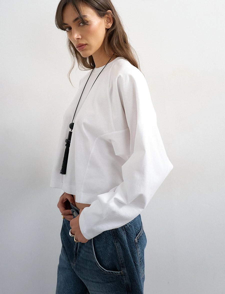 Topshop - TSROSA REGLAN CINCH CUFF TIE JRS - långärmade toppar - ivory cream - 4