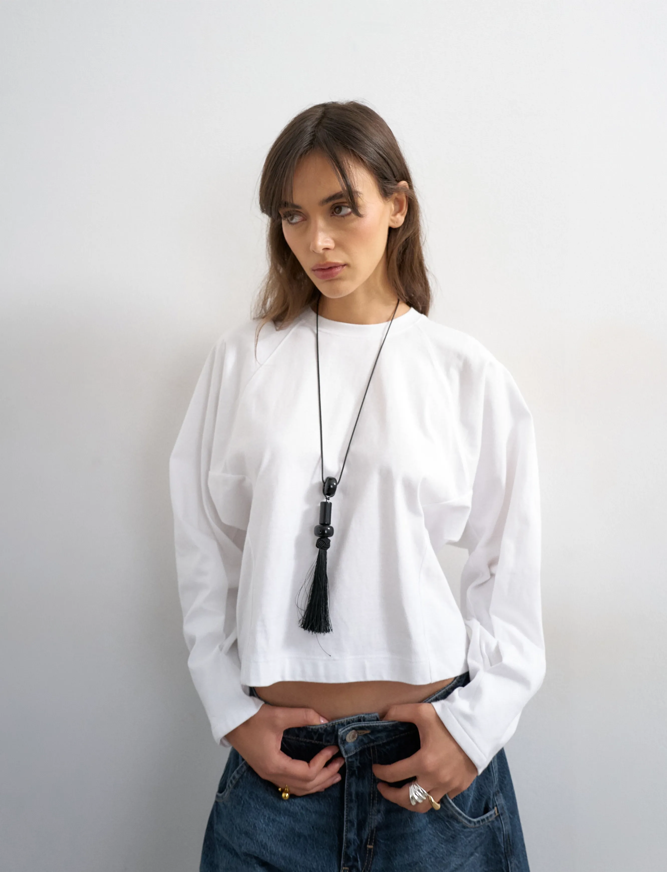 Topshop - TSROSA REGLAN CINCH CUFF TIE JRS - långärmade toppar - ivory cream - 5