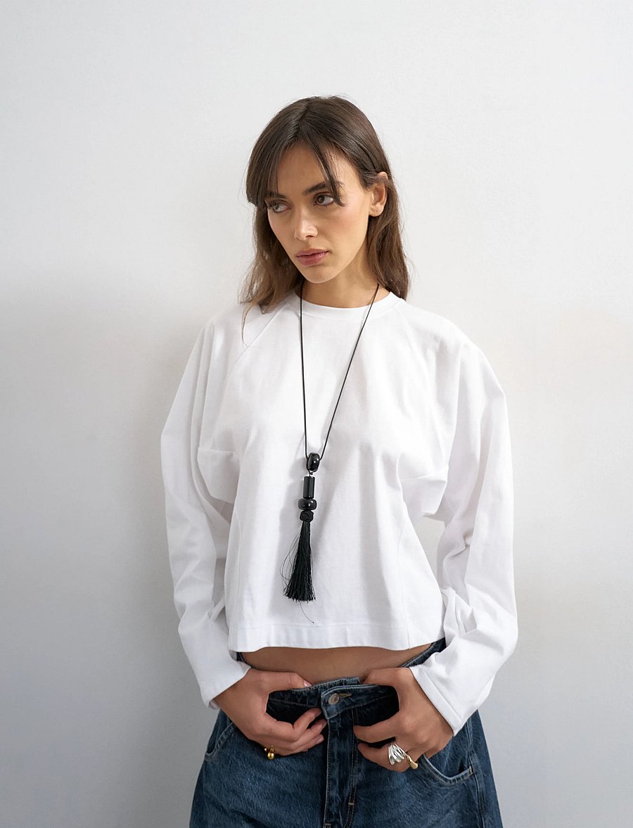 Topshop - TSROSA REGLAN CINCH CUFF TIE JRS - långärmade toppar - ivory cream - 5