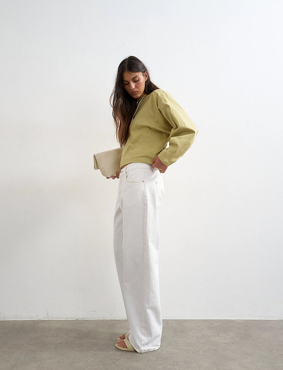 Topshop - TSROSA REGLAN CINCH CUFF TIE JRS - pikkade varrukatega topid - pale khaki - 0