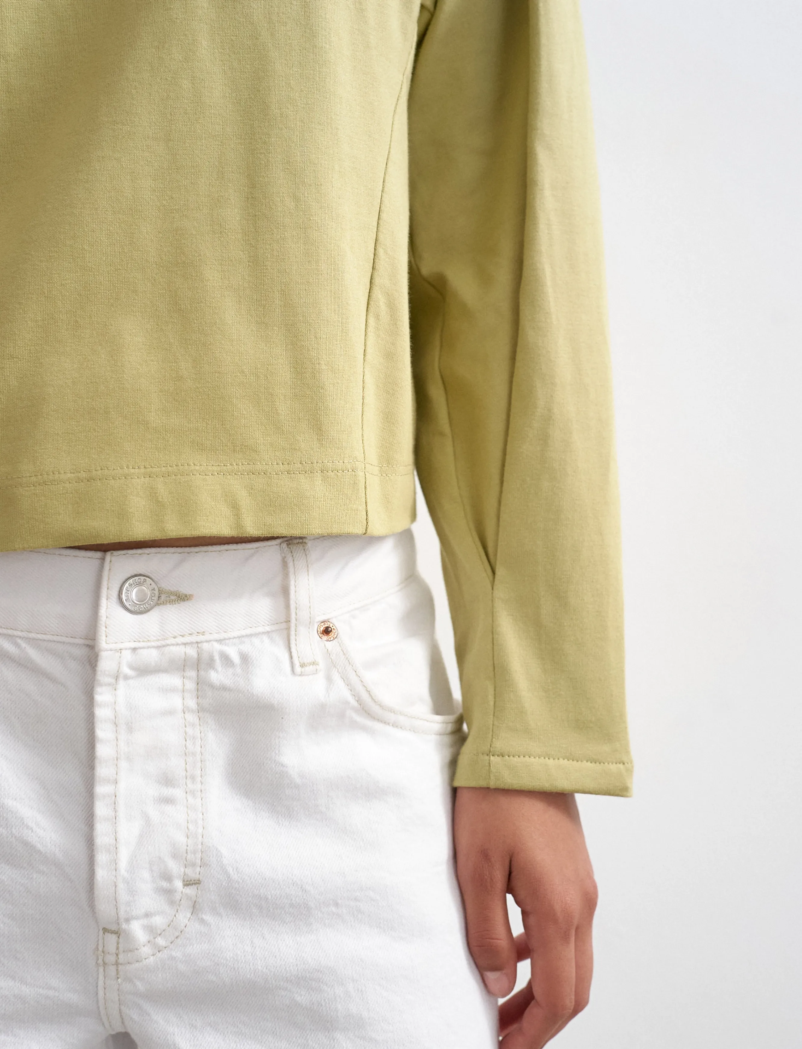 Topshop - TSROSA REGLAN CINCH CUFF TIE JRS - pikkade varrukatega topid - pale khaki - 4