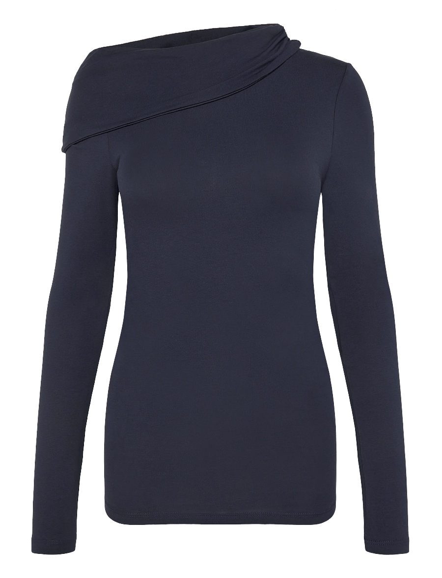 Topshop - TSBELLA OFF SHOULDER RUCHED TOP JRS - langærmede toppe - navy blazer - 1