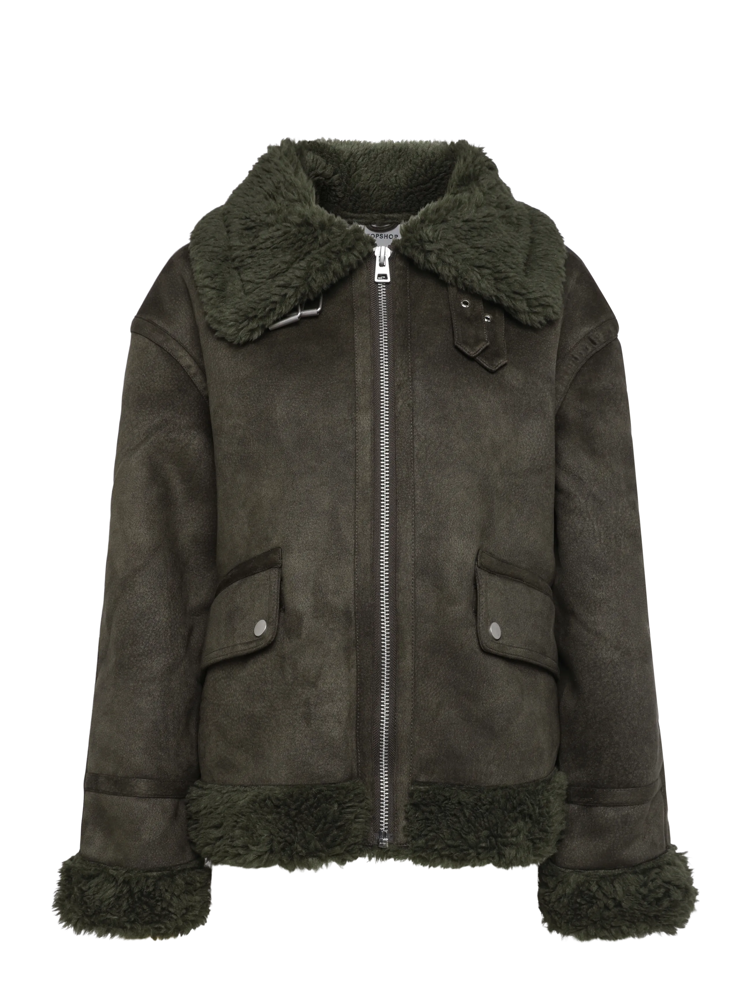 Topshop - Tstilda Shearling Collar Jacket