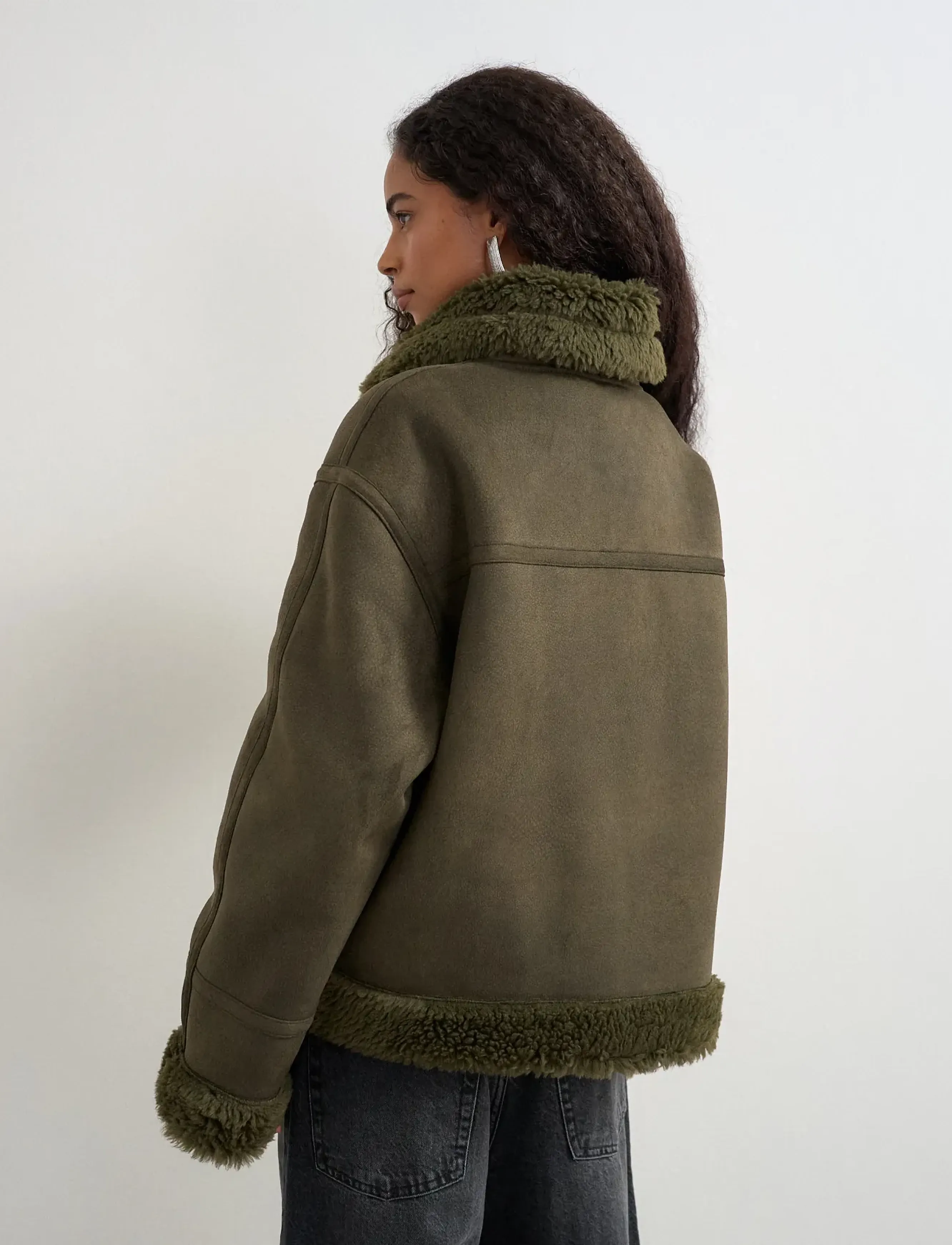 TOPSHOP Tstilda Shearling Collar Jacket Otw pälsjackor dam – bild 2