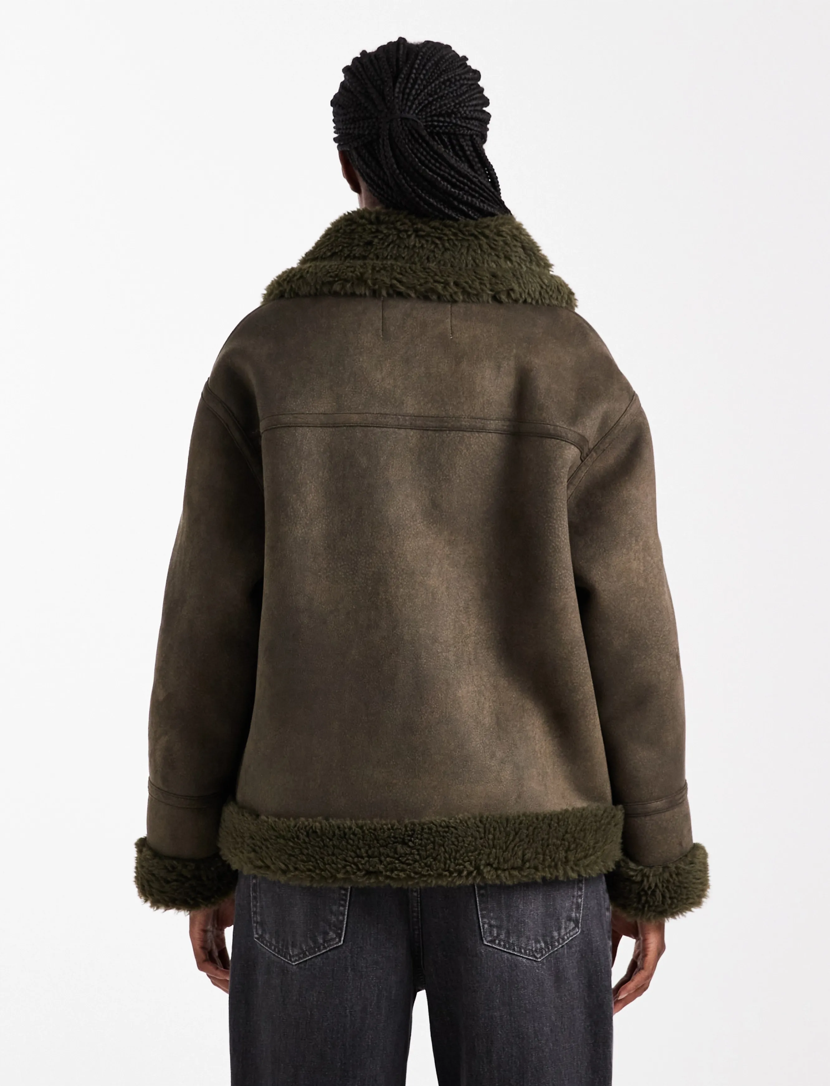 Topshop - TSTILDA SHEARLING COLLAR JACKET OTW - faux fur jakker - khaki - 3